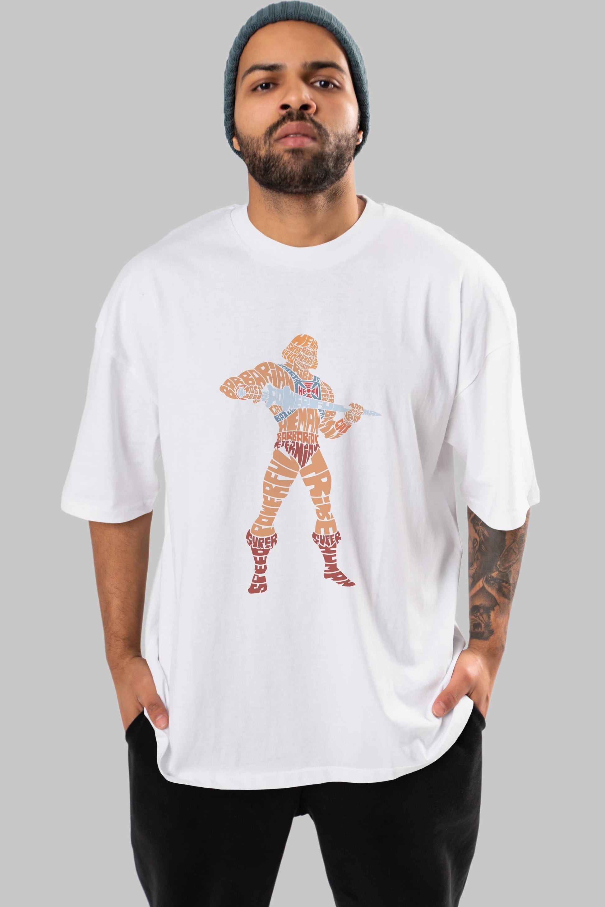 Heman Ön Baskılı Oversize t-shirt %100 pamuk Erkek Kadın Unisex