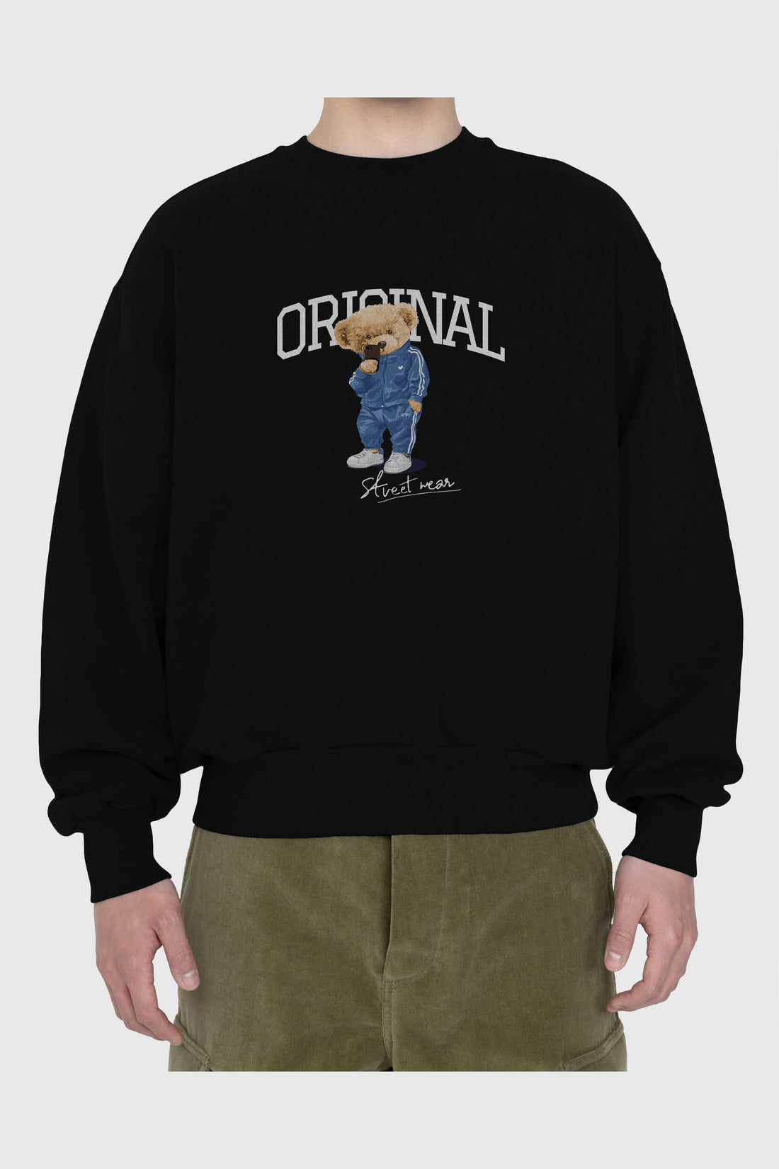 Teddy Bear Original Ön Baskılı Oversize Sweatshirt Erkek Kadın Unisex
