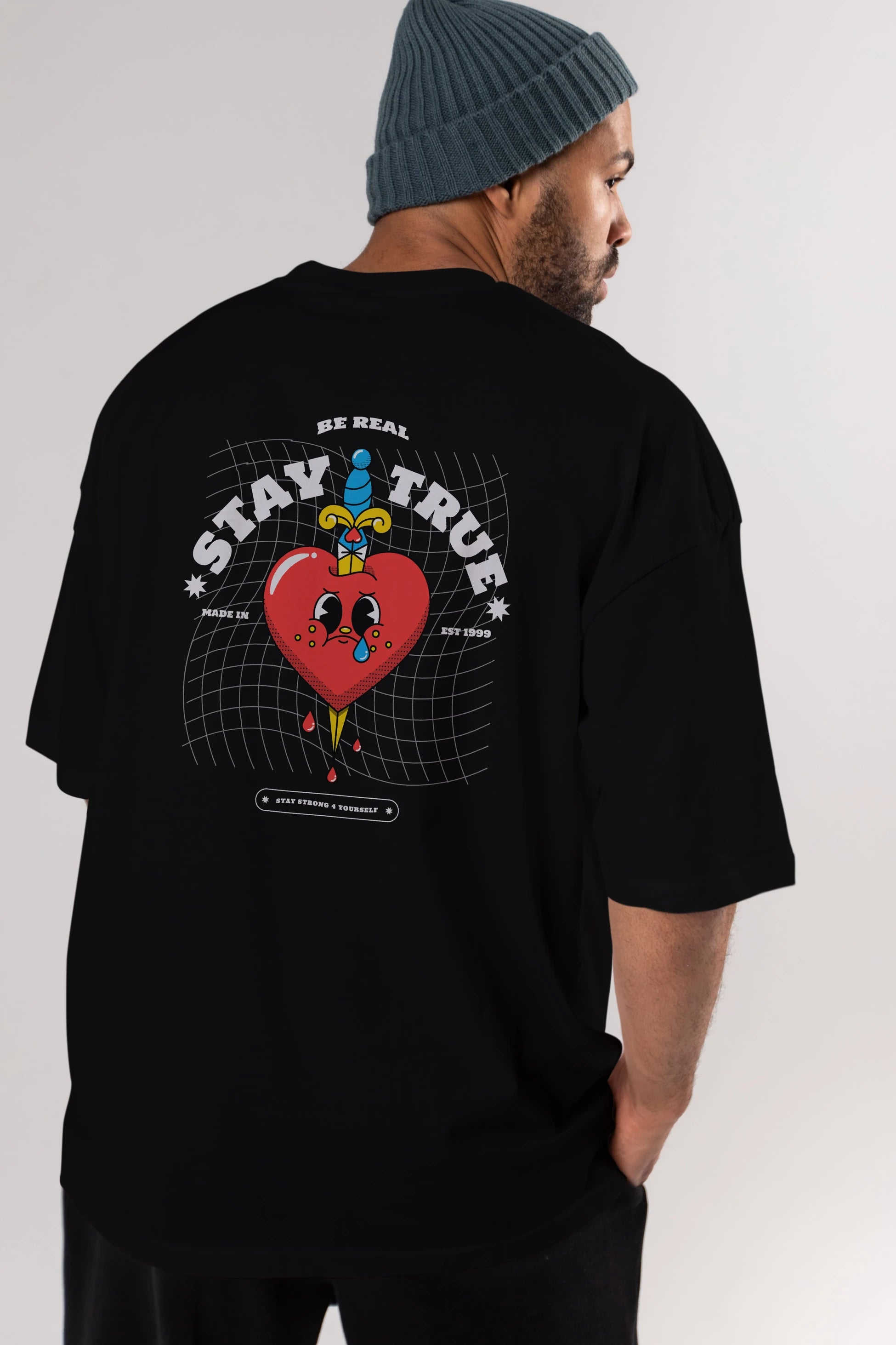 Stay True Arka Baskılı Oversize t-shirt Erkek Kadın Unisex