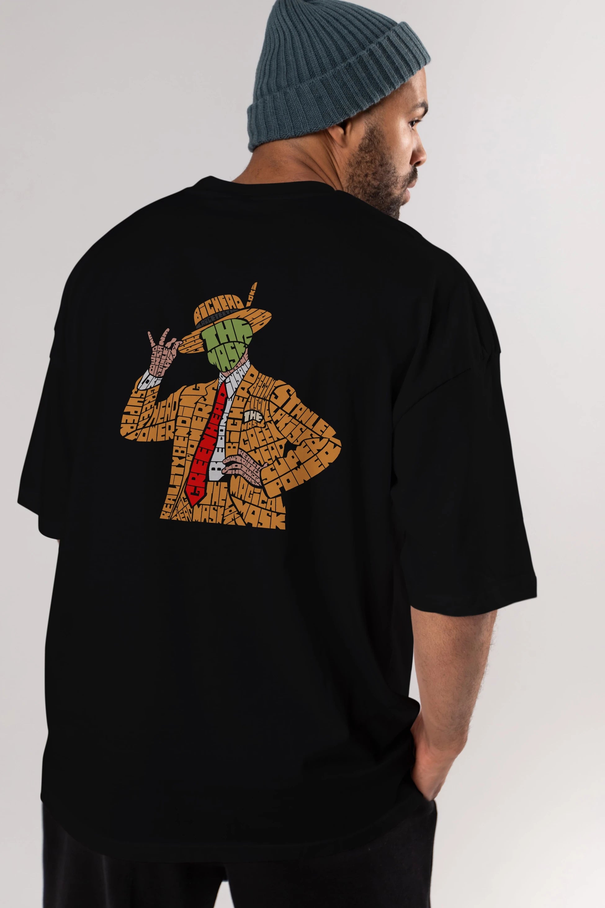 The Mask Arka Baskılı Oversize t-shirt %100 pamuk Erkek Kadın Unisex