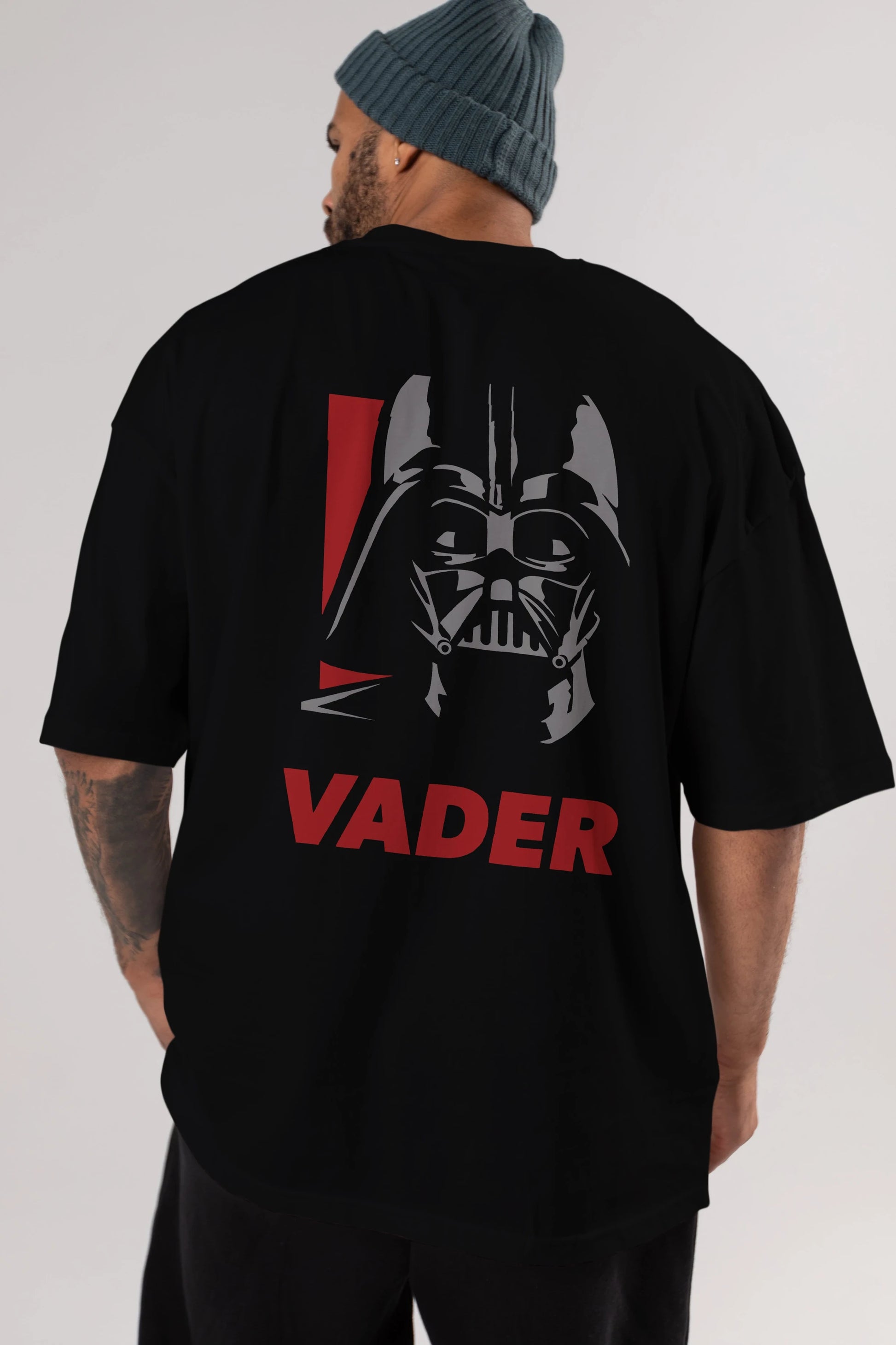 Darth Vader Arka Baskılı Oversize t-shirt Erkek Kadın Unisex %100 Pamuk Bisiklet Yaka tişort