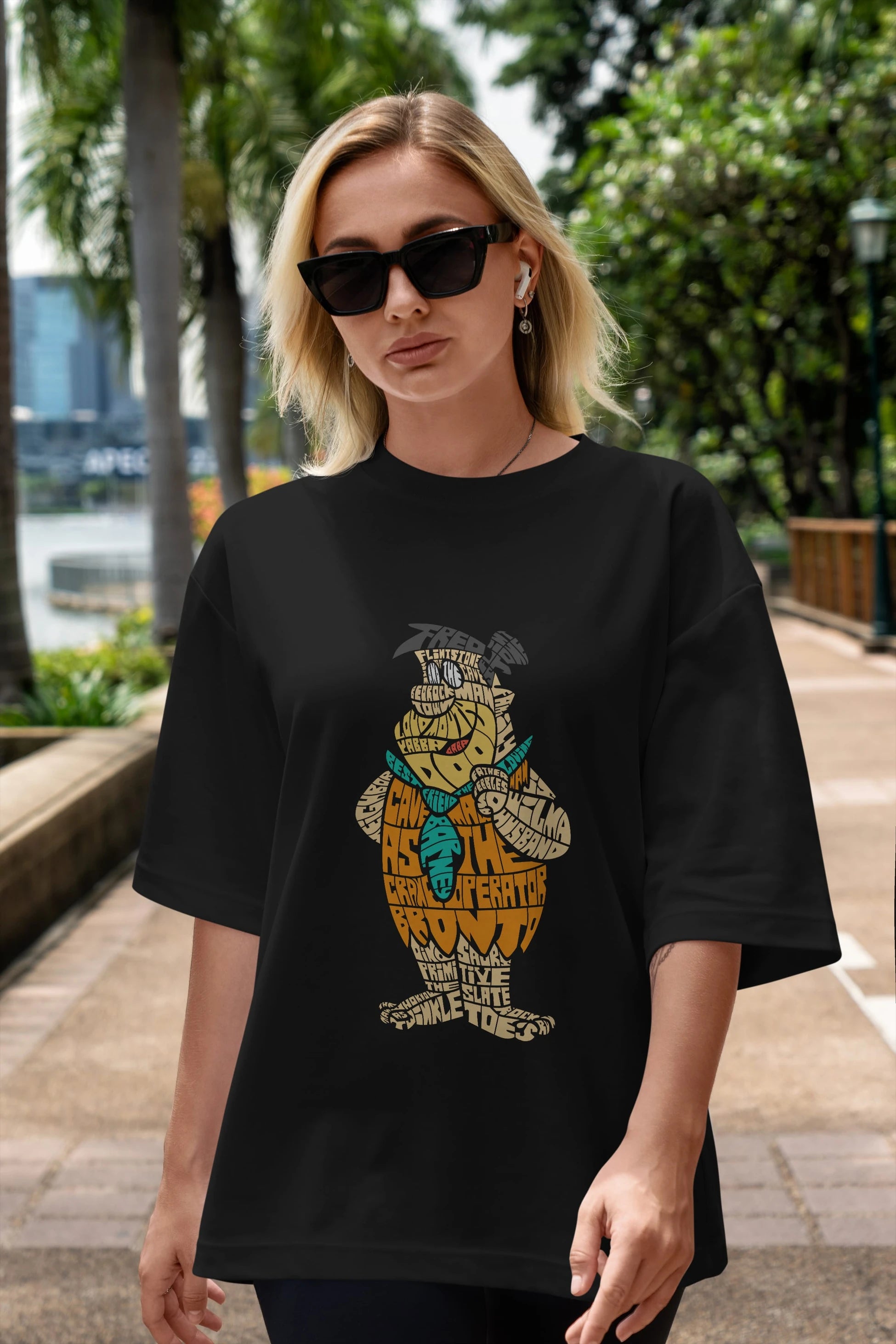 Fred Flintstone Ön Baskılı Oversize t-shirt %100 pamuk Erkek Kadın Unisex