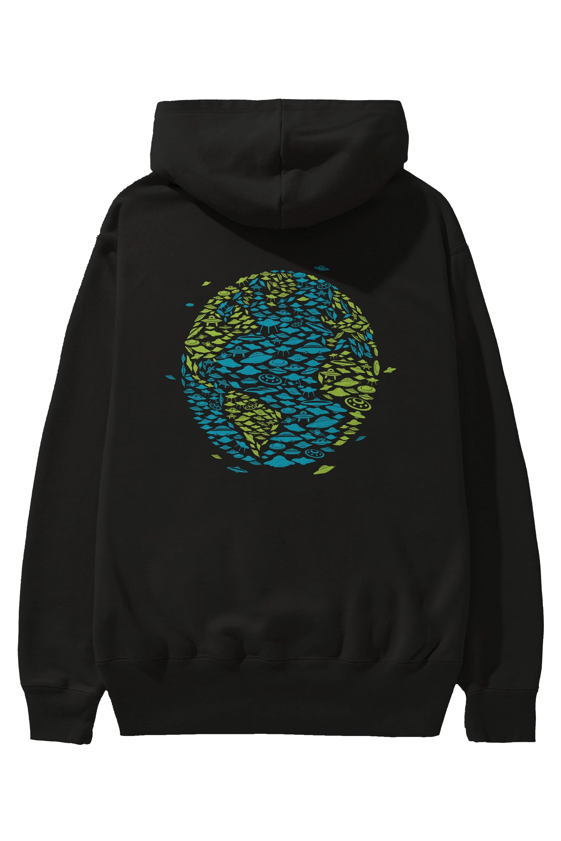 UFO Invasion Arka Baskılı Hoodie Oversize Kapüşonlu Sweatshirt Erkek Kadın Unisex