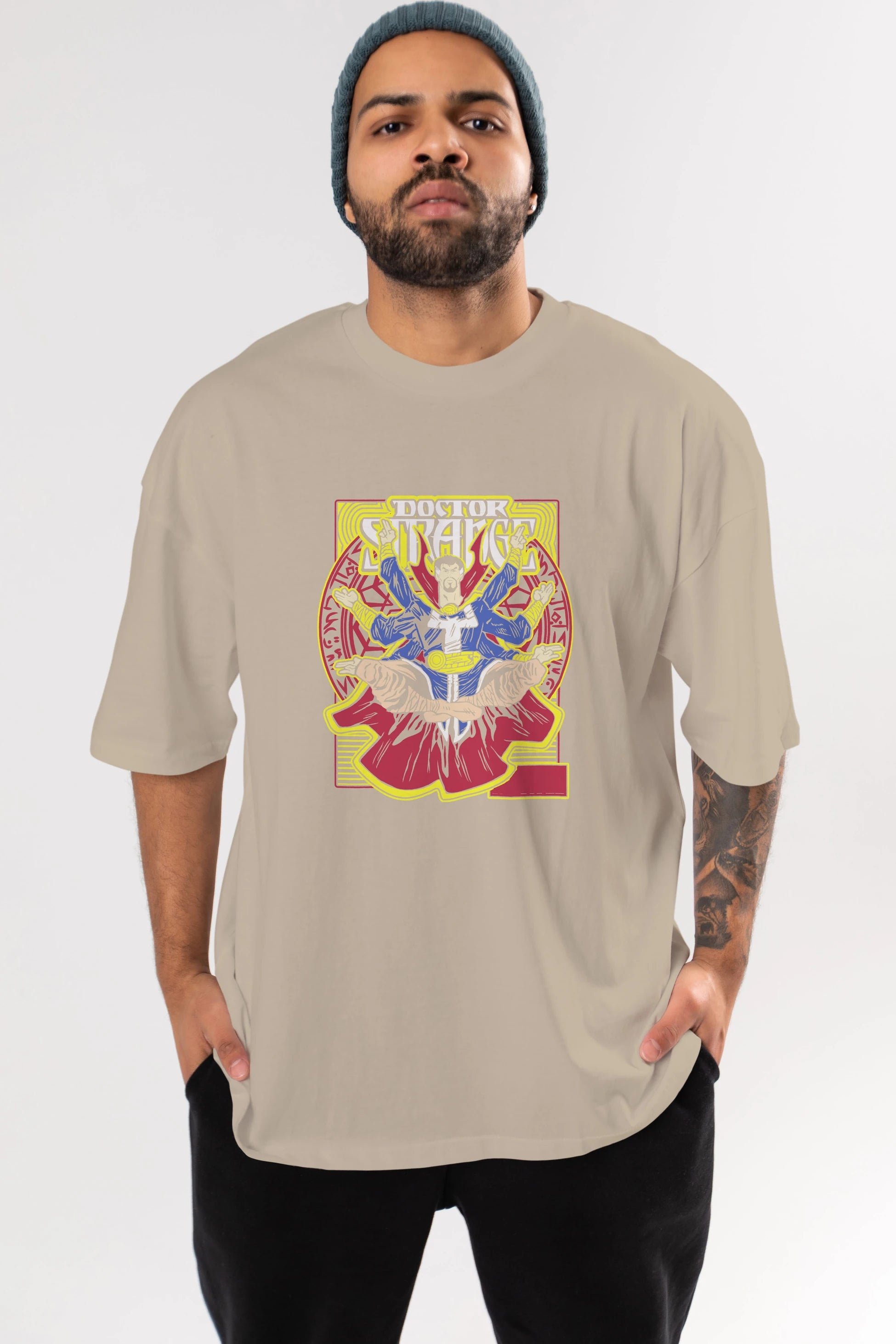 Doctor Strange (1) Ön Baskılı Oversize t-shirt Erkek Kadın Unisex %100 Pamuk Bisiklet Yaka tişort