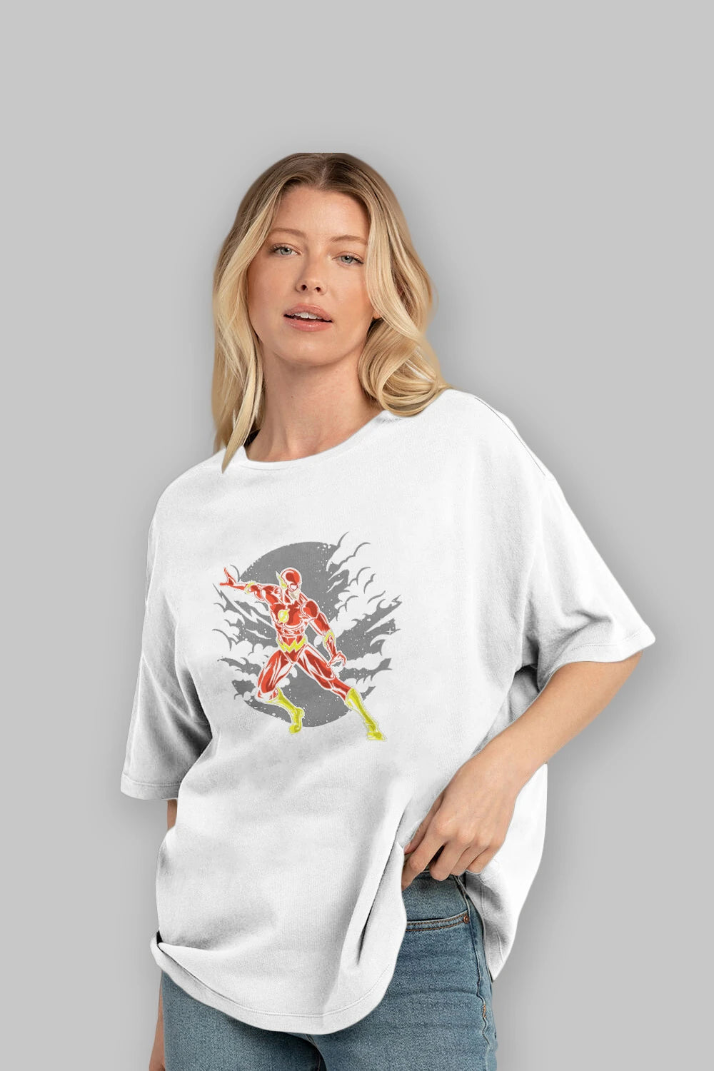 The Flash Ön Baskılı Oversize t-shirt Erkek Kadın Unisex %100 Pamuk tişort