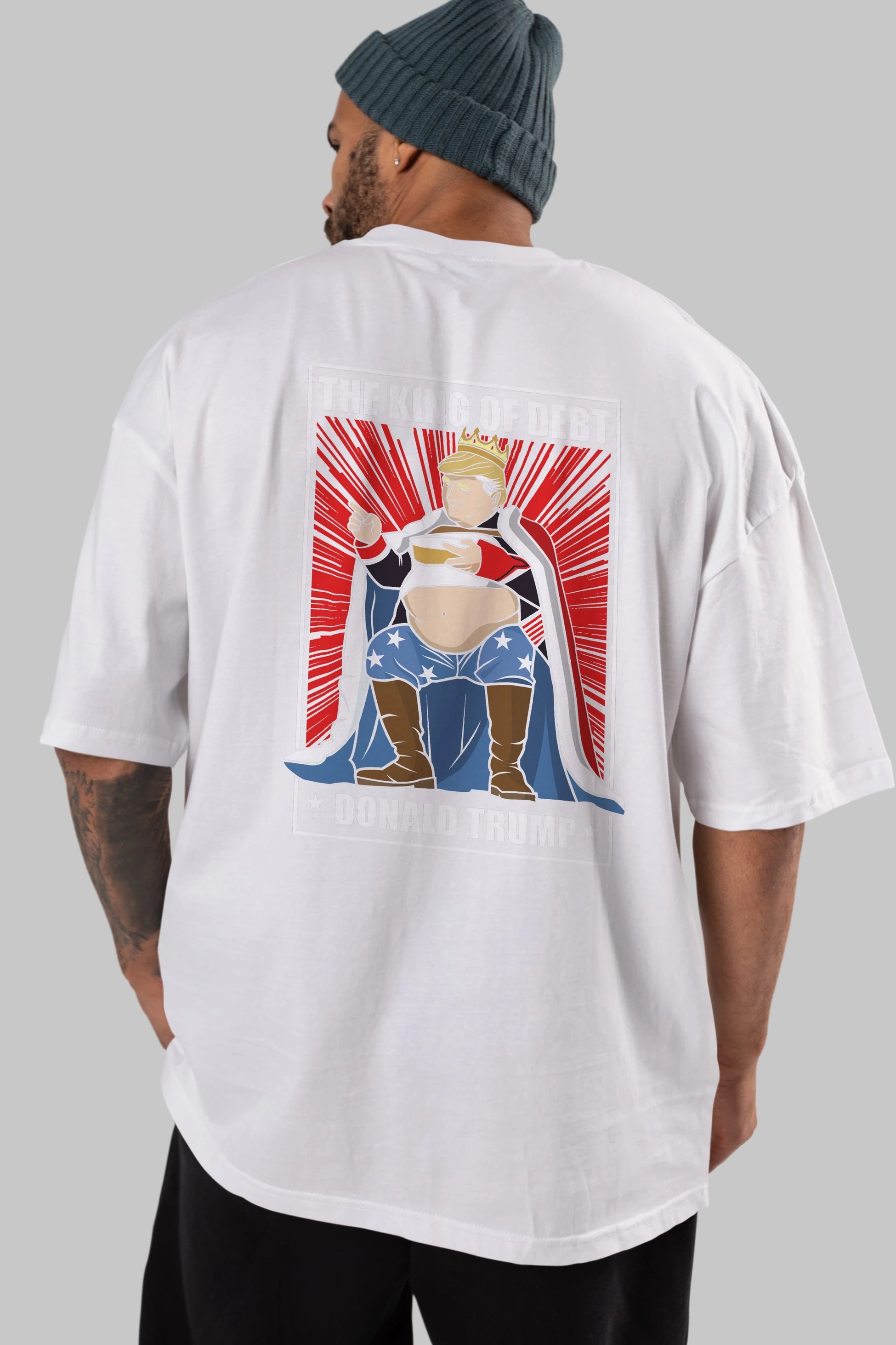 Trump King Arka Baskılı Oversize t-shirt Erkek Kadın Unisex %100 Pamuk tişort