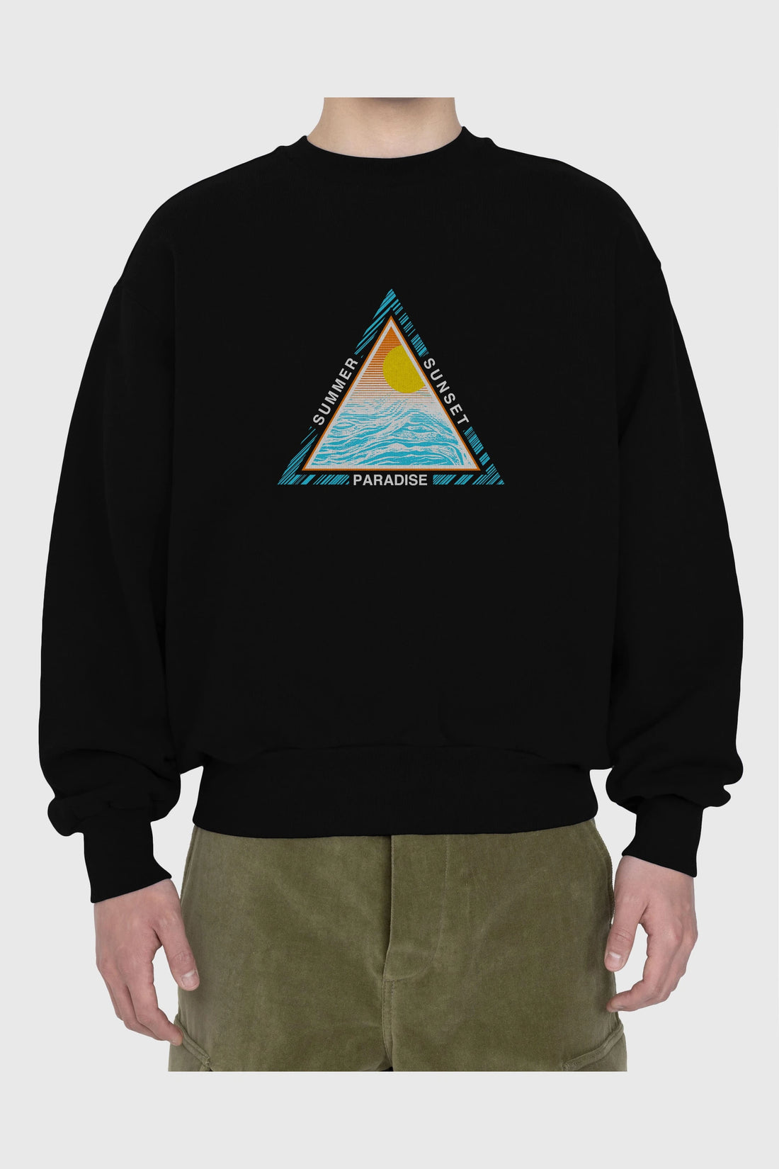 Summer Sunset Paradise Ön Baskılı Oversize Sweatshirt Erkek Kadın Unisex