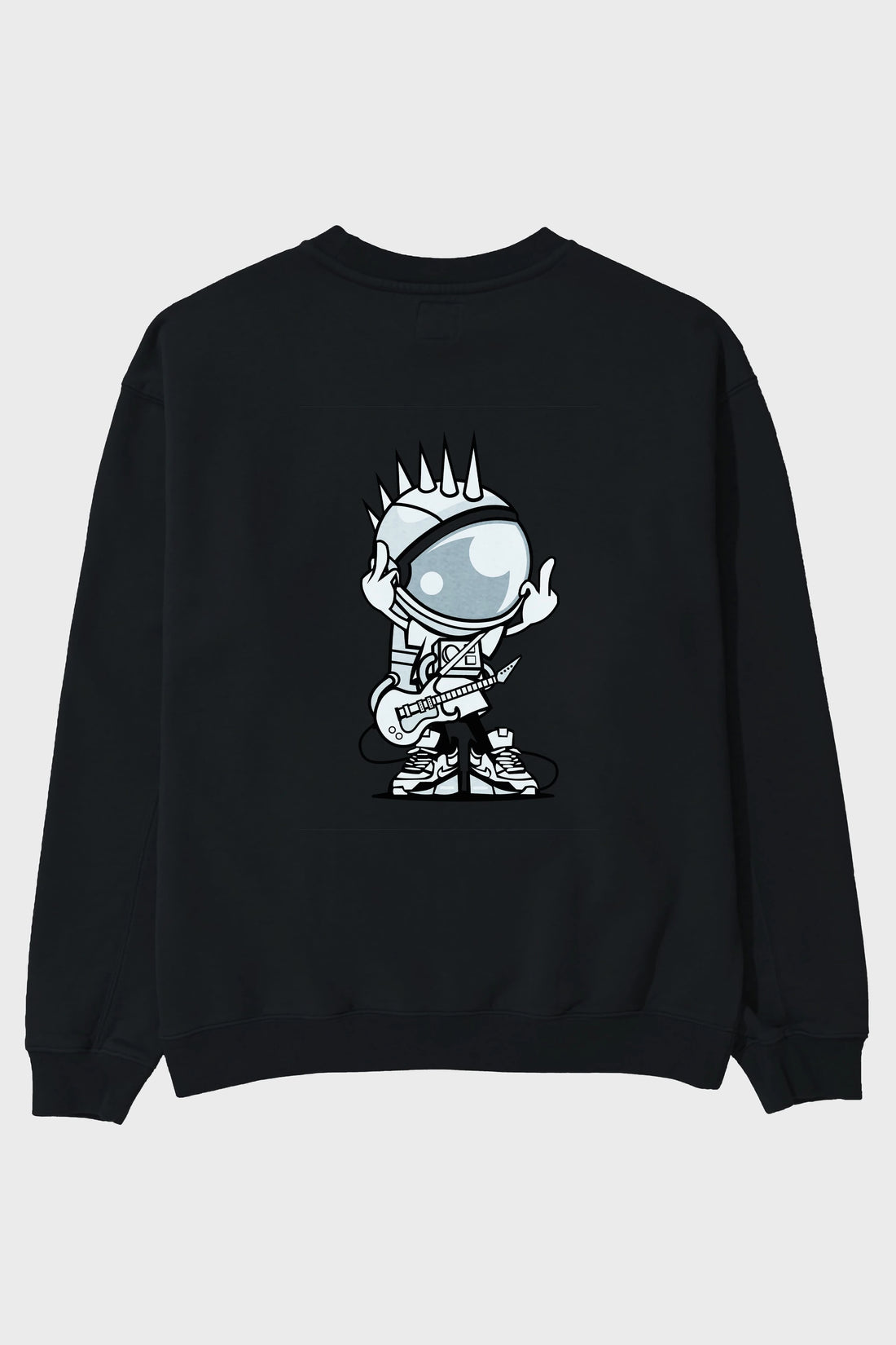 Astronaut Punk Rock Arka Baskılı Oversize Sweatshirt Erkek Kadın Unisex