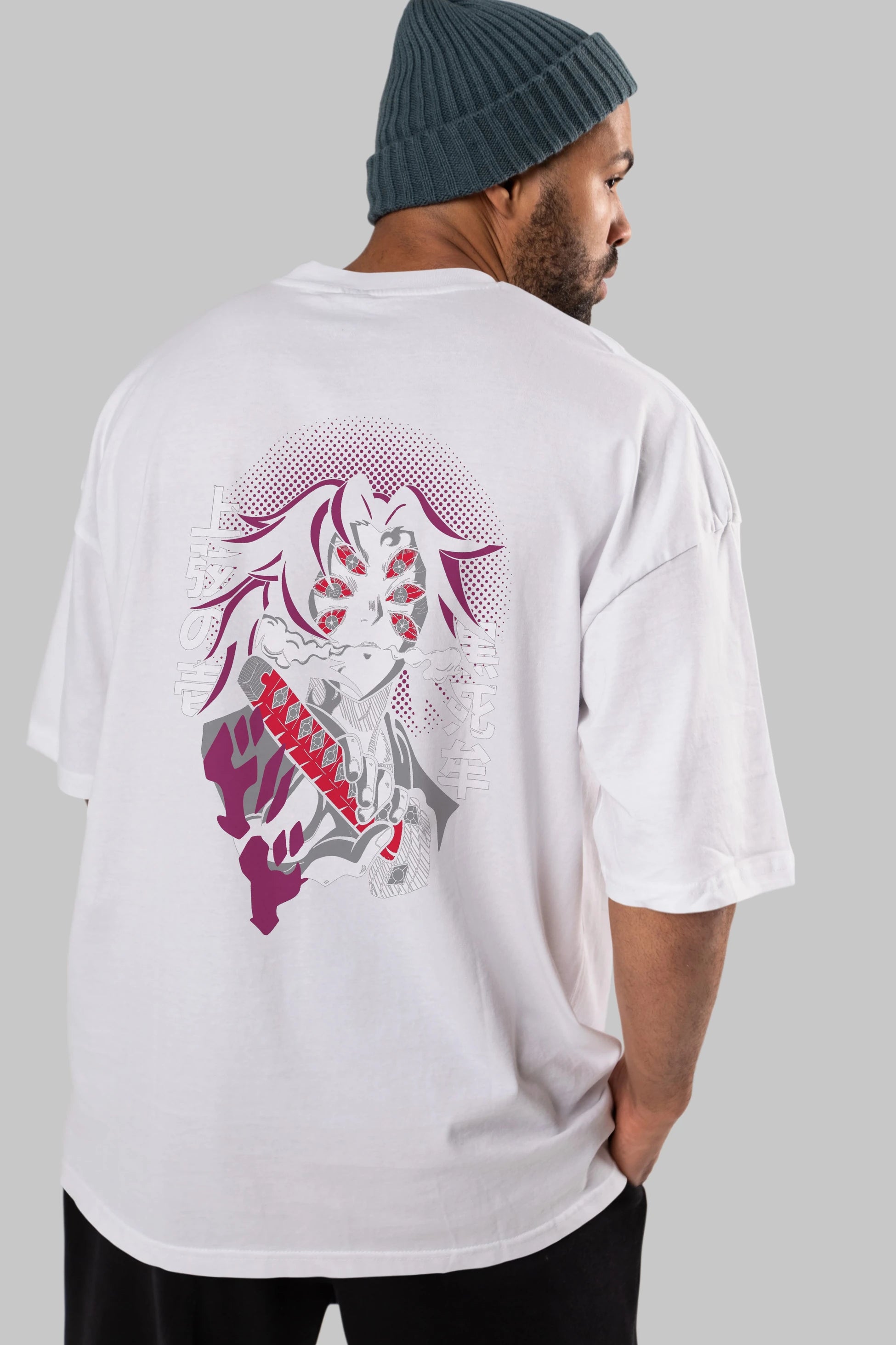 Kokushibo Anime Arka Baskılı Oversize t-shirt Erkek Kadın Unisex