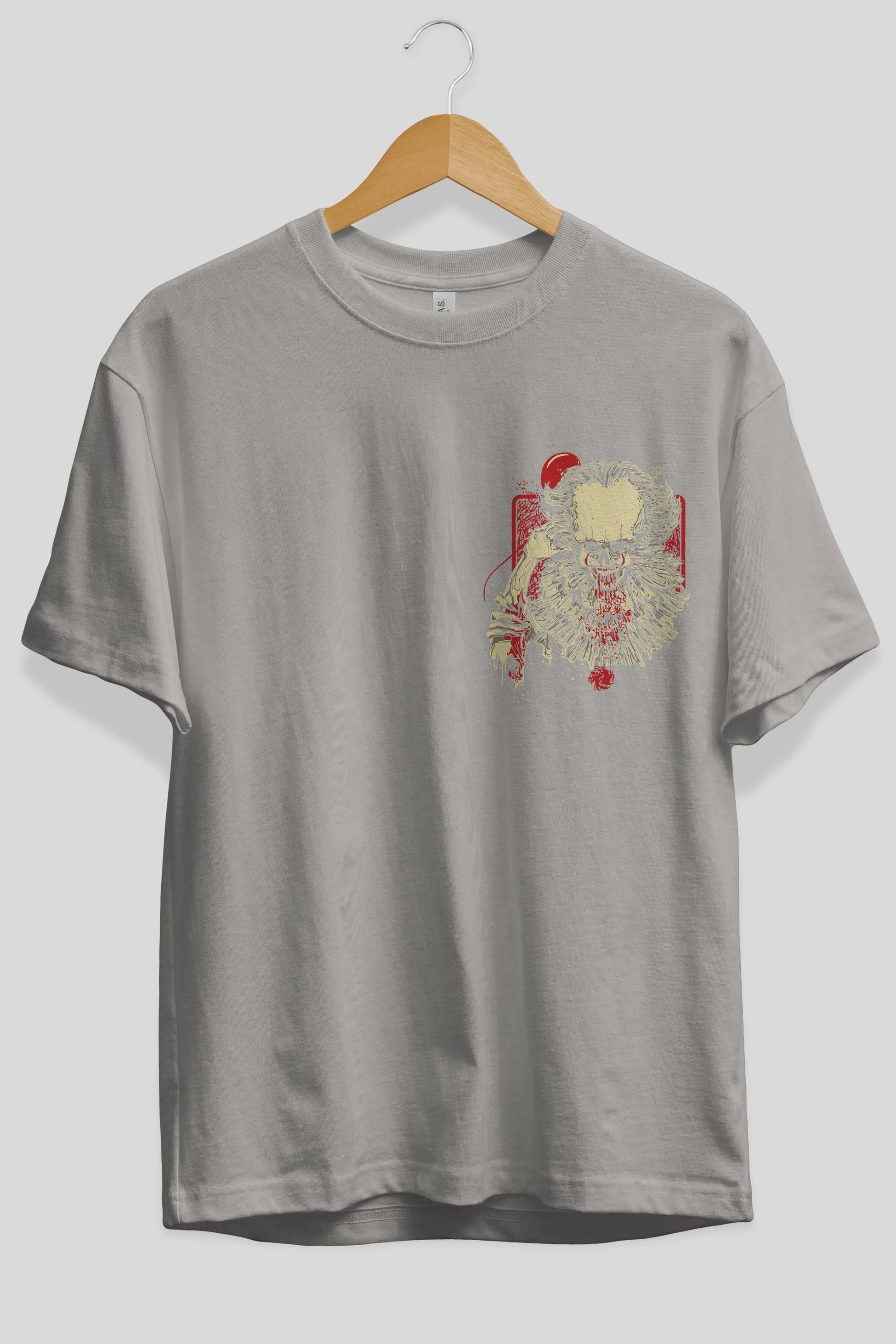 it (2) Ön Sol Baskılı Oversize t-shirt Erkek Kadın Unisex %100 Pamuk Bisiklet Yaka tişort