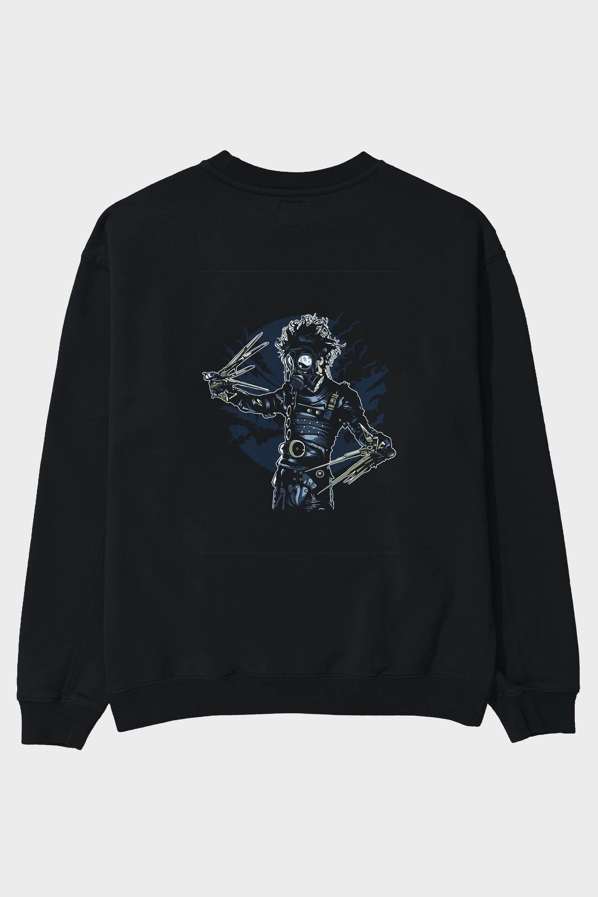 Gas Mask Scissors Arka Baskılı Oversize Sweatshirt Erkek Kadın Unisex