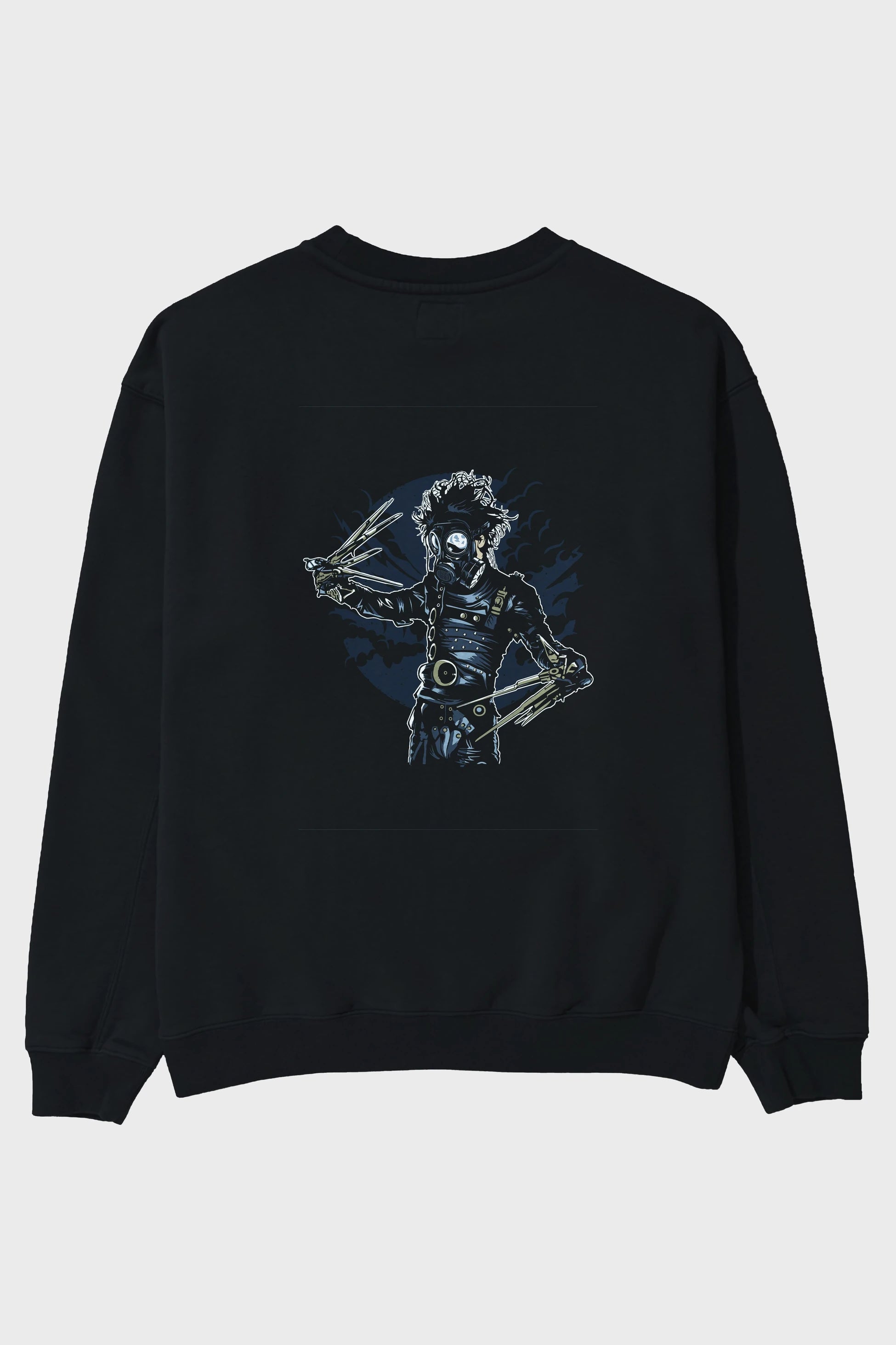 Gas Mask Scissors Arka Baskılı Oversize Sweatshirt Erkek Kadın Unisex
