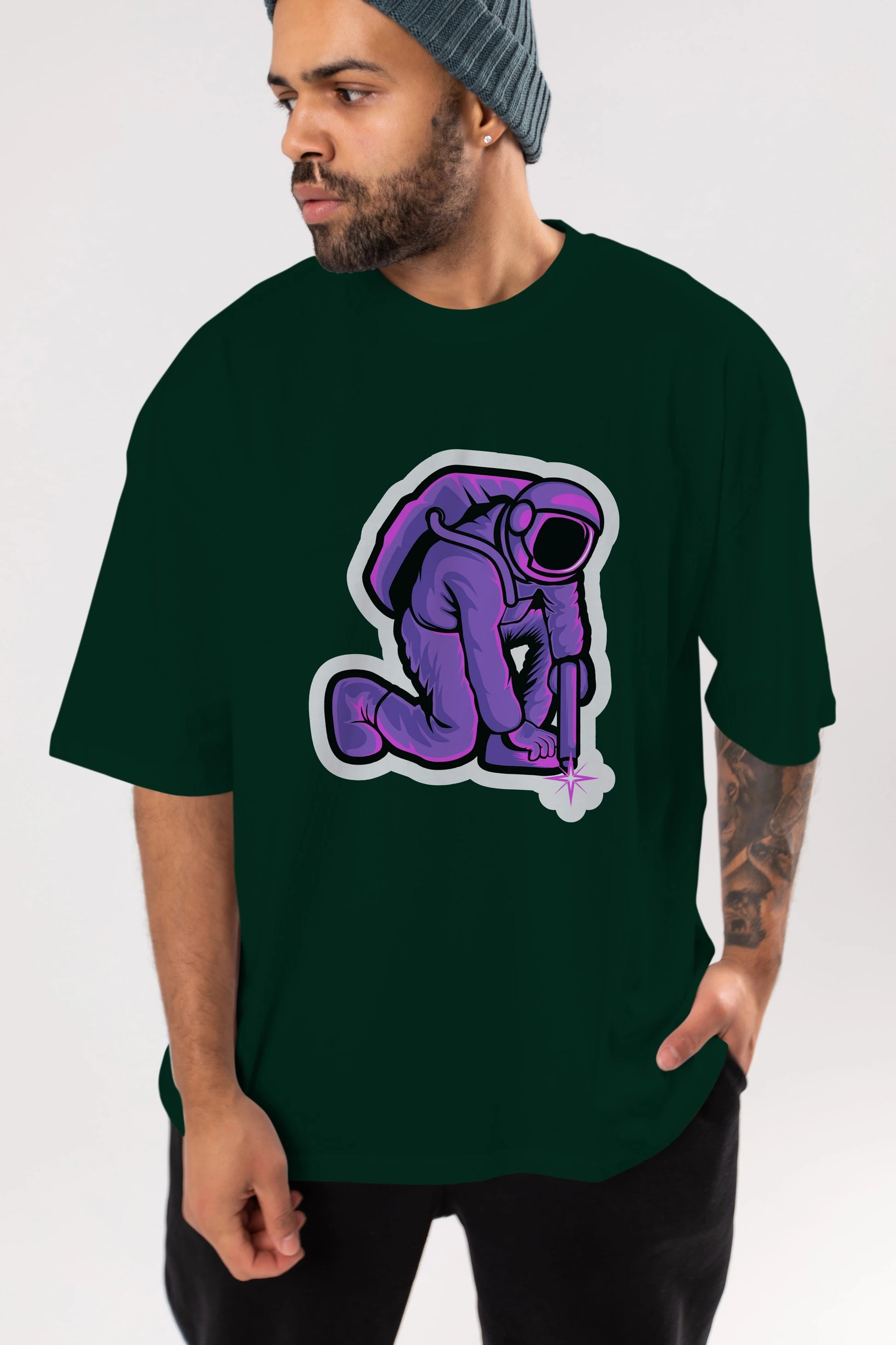 Welding in Space Sticker Ön Baskılı Oversize t-shirt Erkek Kadın Unisex
