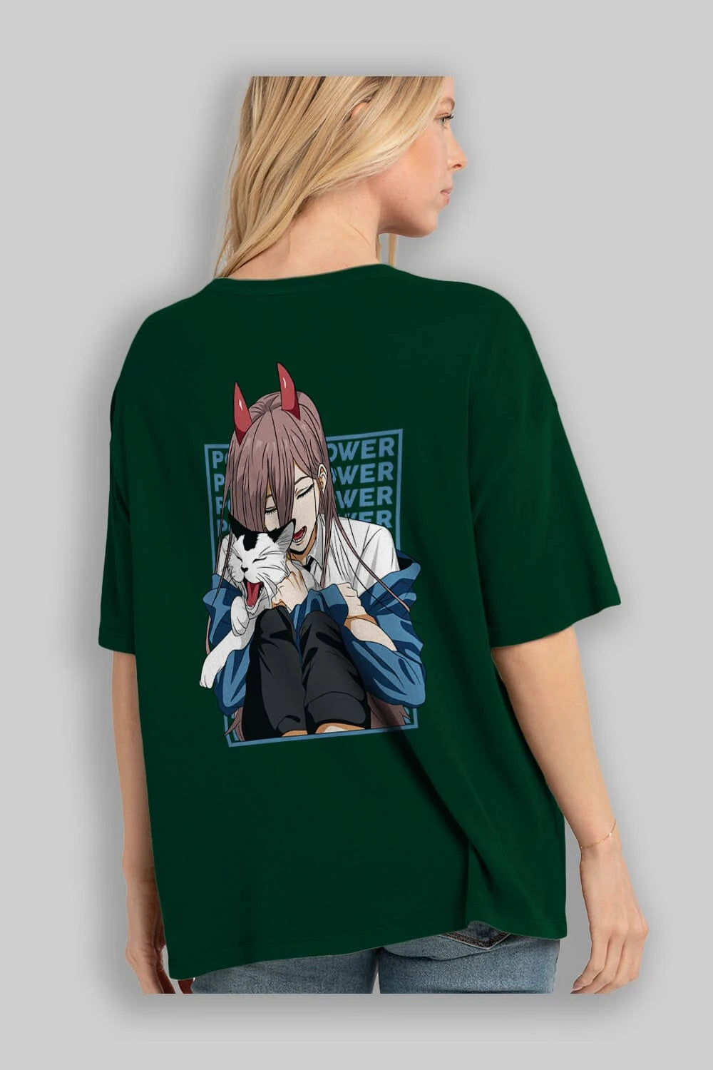POWER CHAINSAWMAN Anime Arka Baskılı Oversize t-shirt Erkek Kadın Unisex