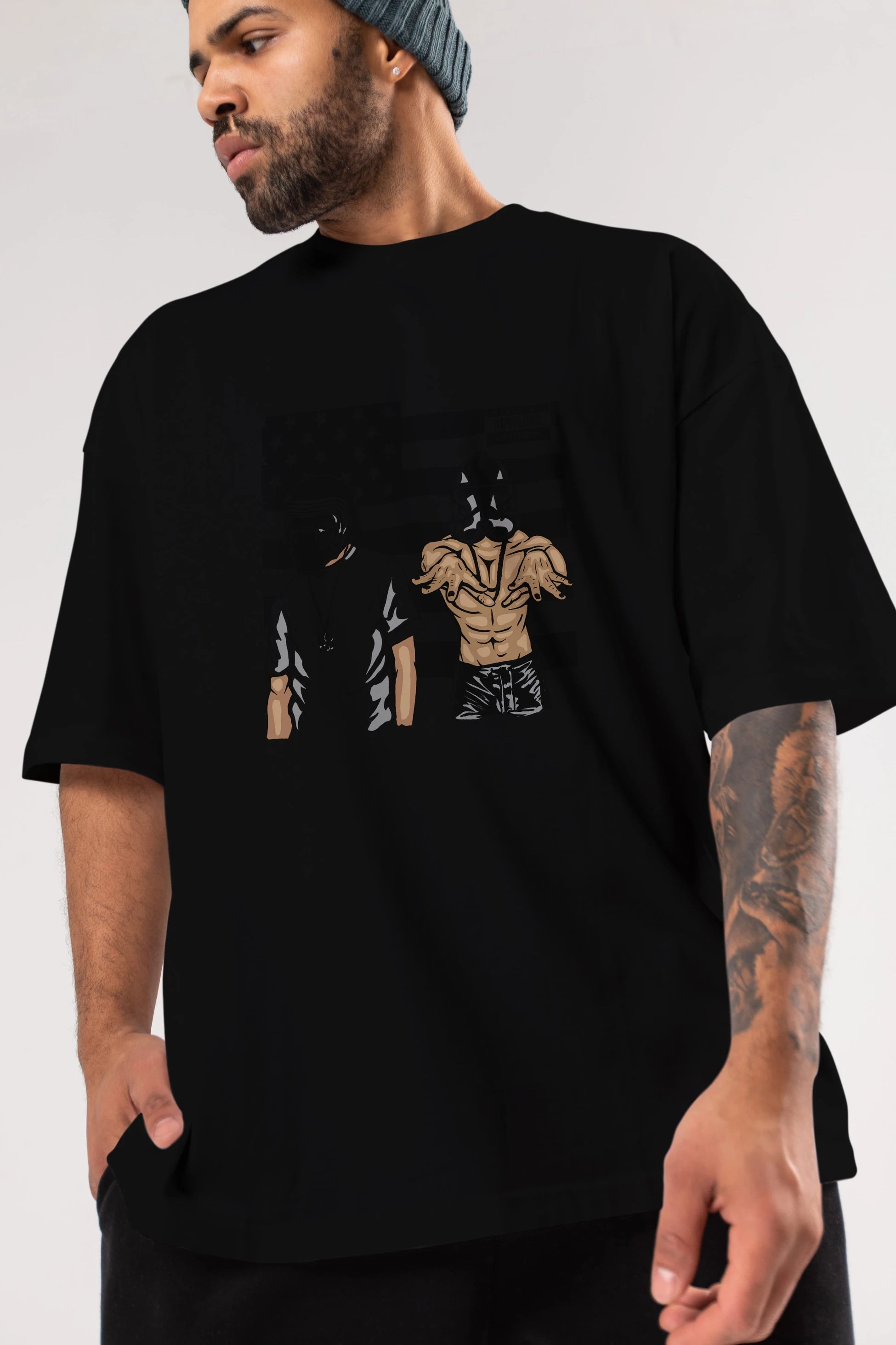 Darkonia Ön Baskılı Oversize t-shirt Erkek Kadın Unisex %100 Pamuk tişort