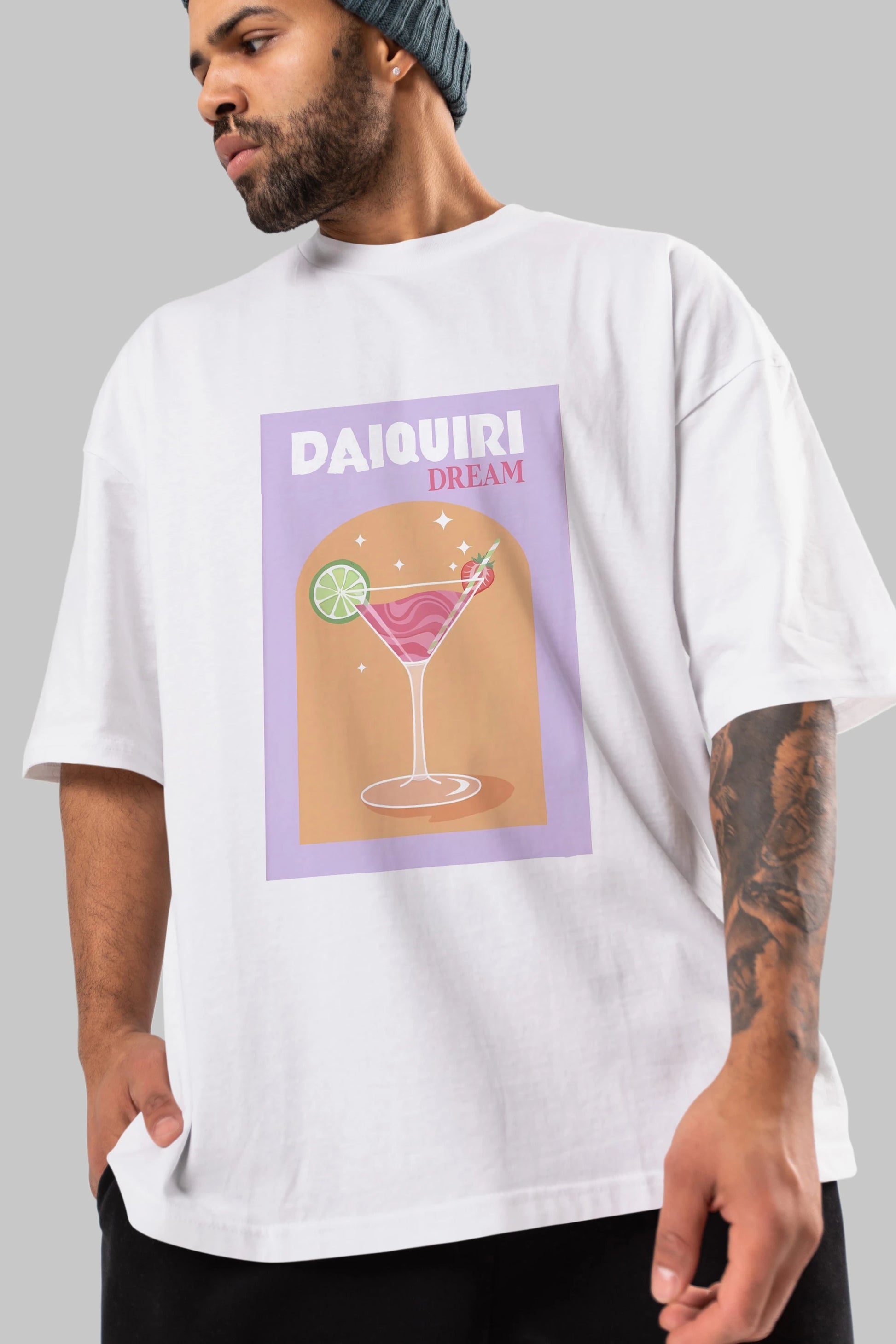 Daiquiri Dream Ön Baskılı Oversize t-shirt Erkek Kadın Unisex %100 Pamuk Bisiklet Yaka tişort