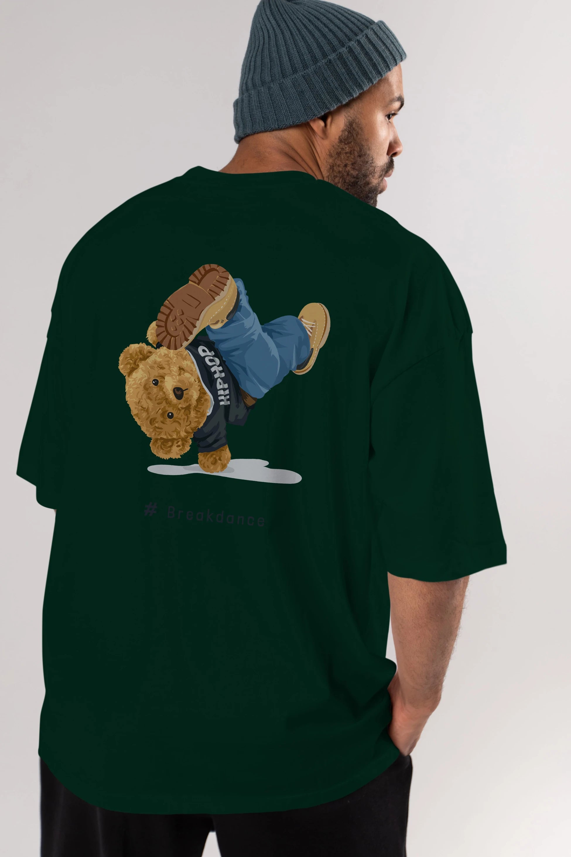 Teddy Bear Breakdance Arka Baskılı Oversize t-shirt Erkek Kadın Unisex %100 Pamuk