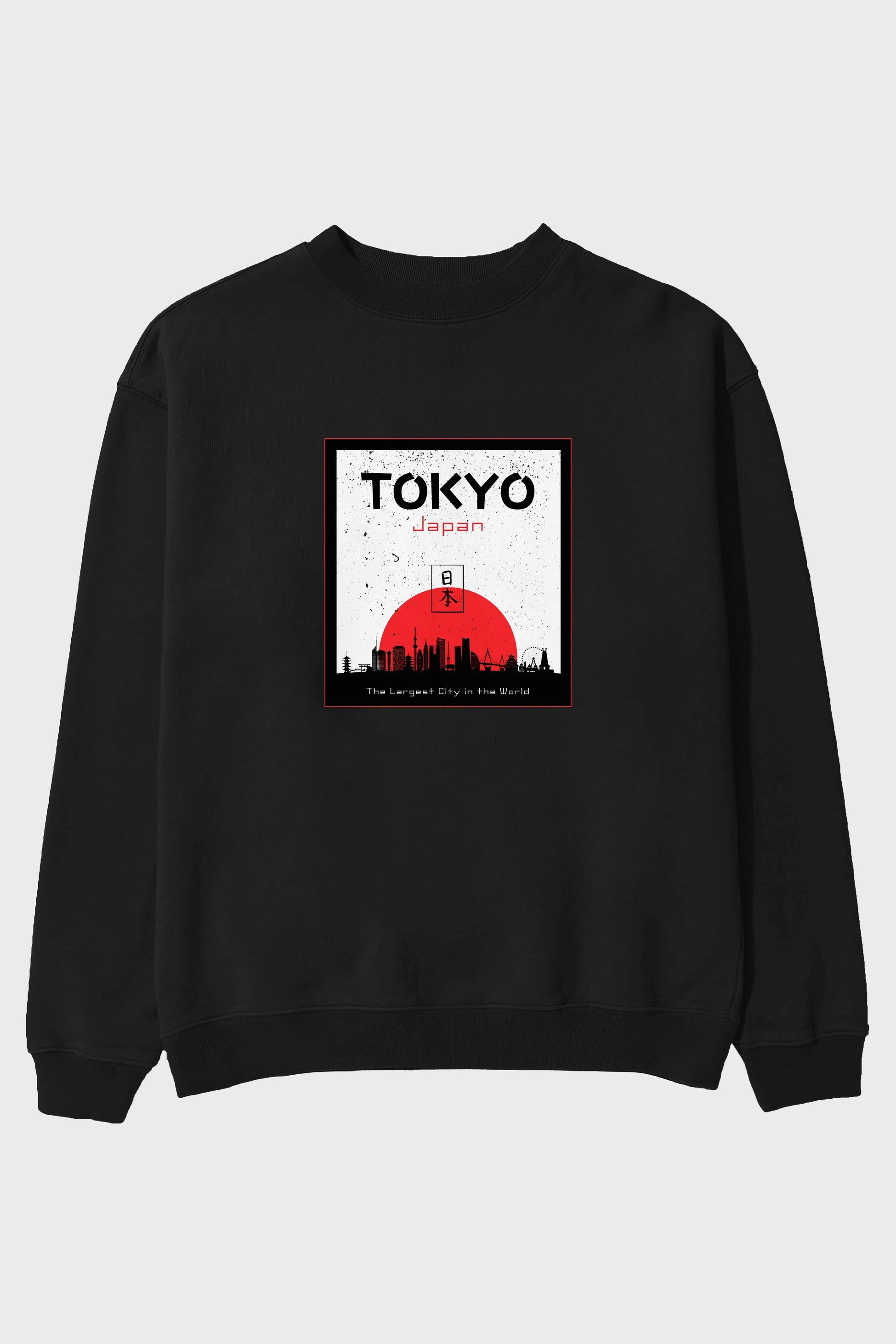 Tokyo Japan Yazılı Ön Baskılı Oversize Sweatshirt Erkek Kadın Unisex