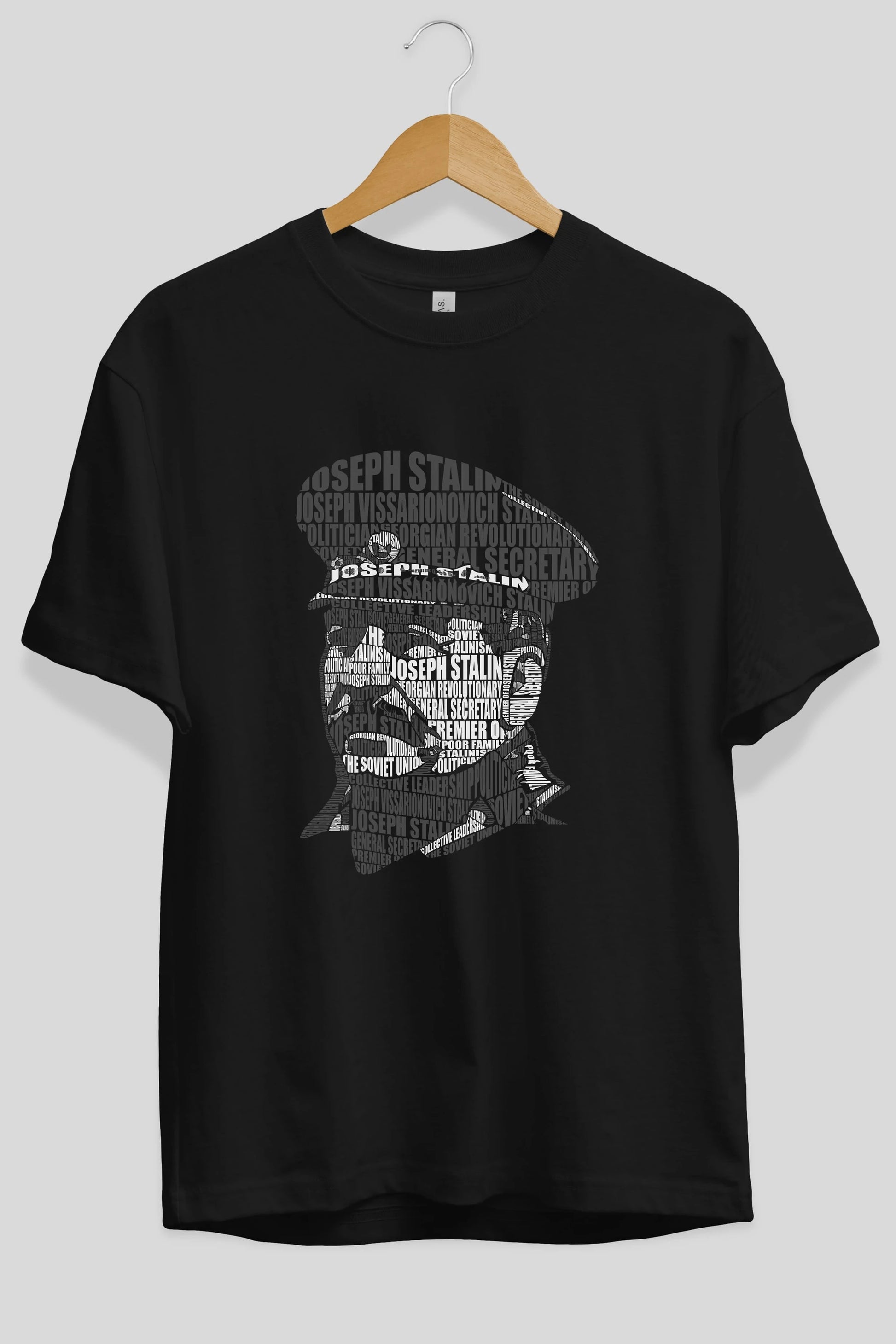 Joseph Stalin Calligram Ön Baskılı Oversize t-shirt %100 pamuk Erkek Kadın Unisex