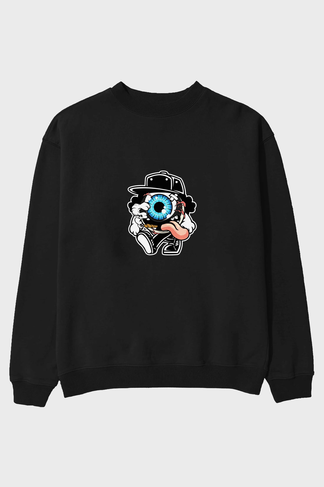 Eyeball Ön Baskılı Oversize Sweatshirt Erkek Kadın Unisex
