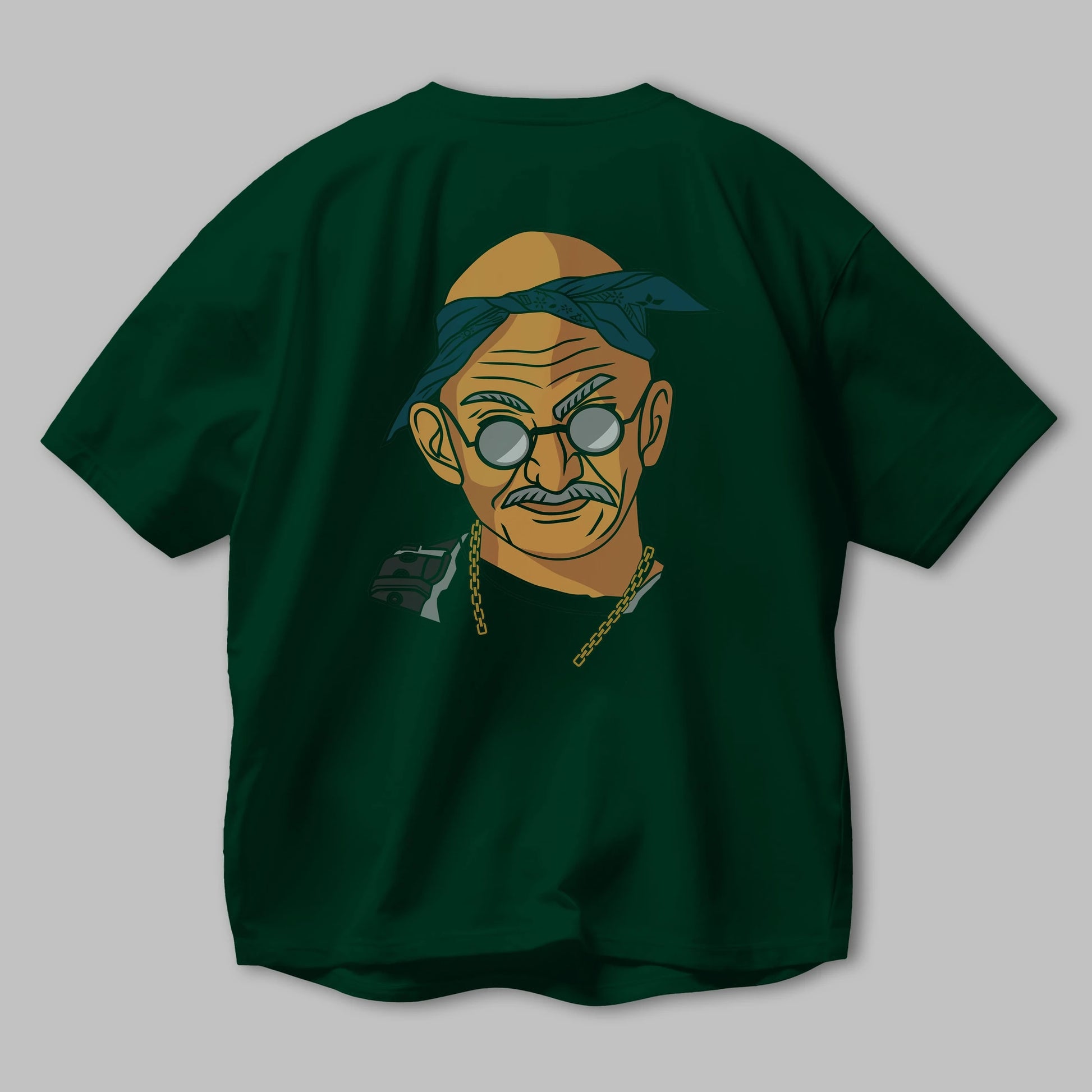 Tupac Gandhi Arka Baskılı Oversize t-shirt Erkek Kadın Unisex %100 Pamuk tişort