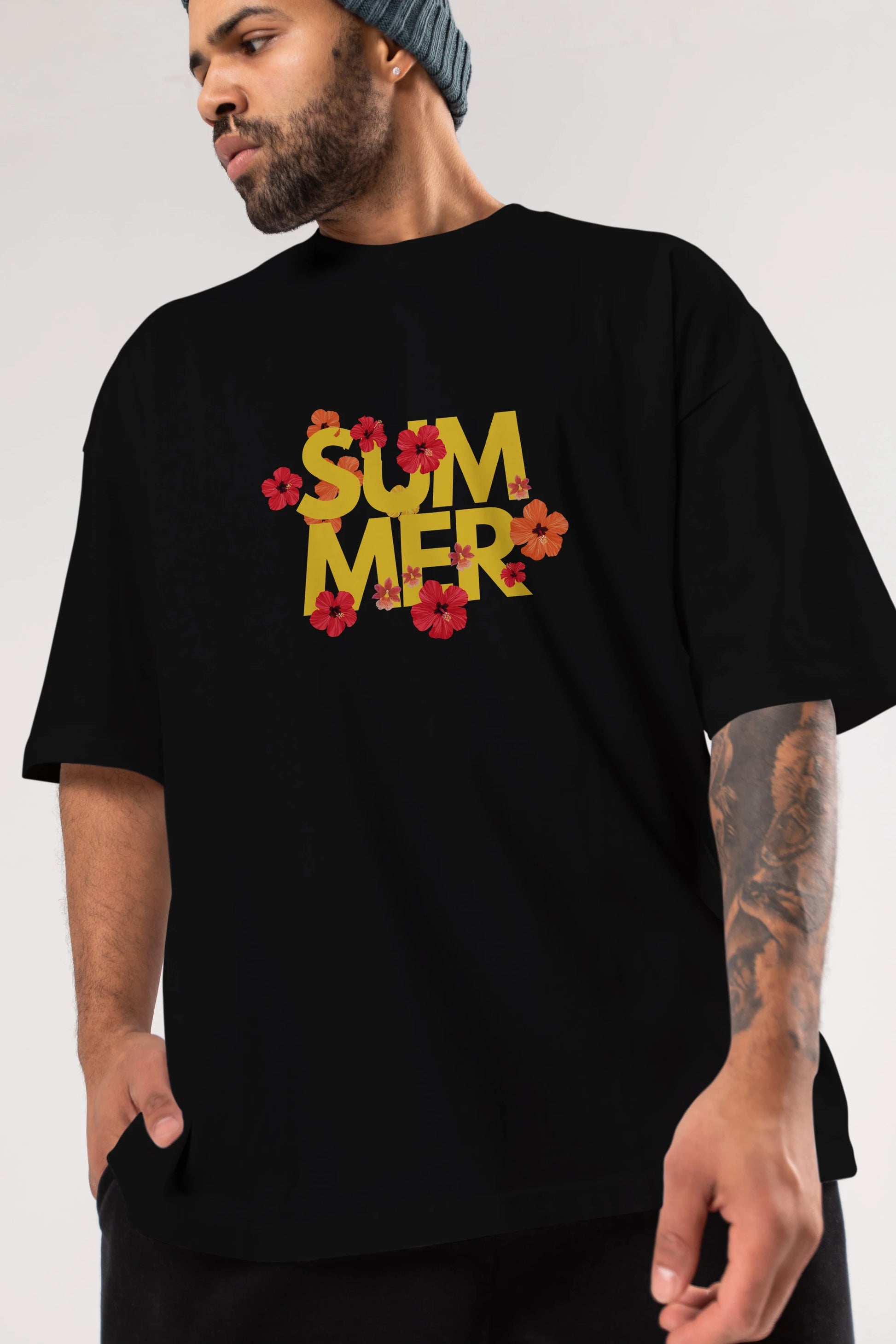 Summer Yazılı 2 Ön Baskılı Oversize t-shirt Erkek Kadın Unisex