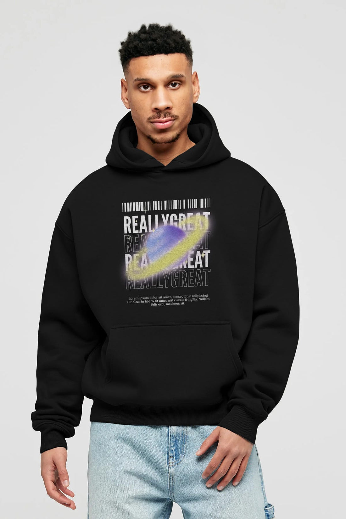 Really Great 2 Yazılı Ön Baskılı Oversize Hoodie Kapüşonlu Sweatshirt Erkek Kadın Unisex