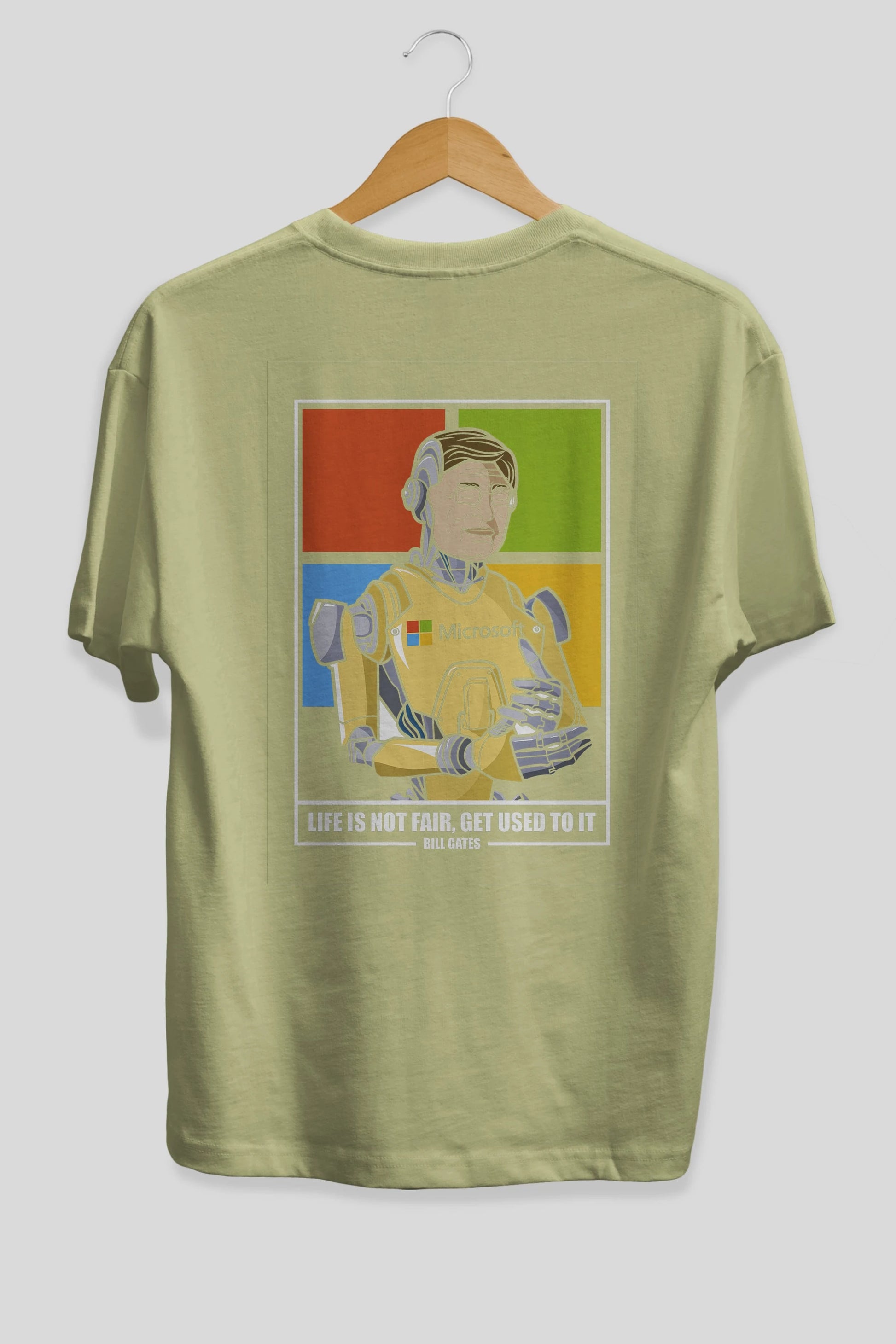 Bill Gates Robot Human Arka Baskılı Oversize t-shirt Erkek Kadın Unisex %100 Pamuk tişort
