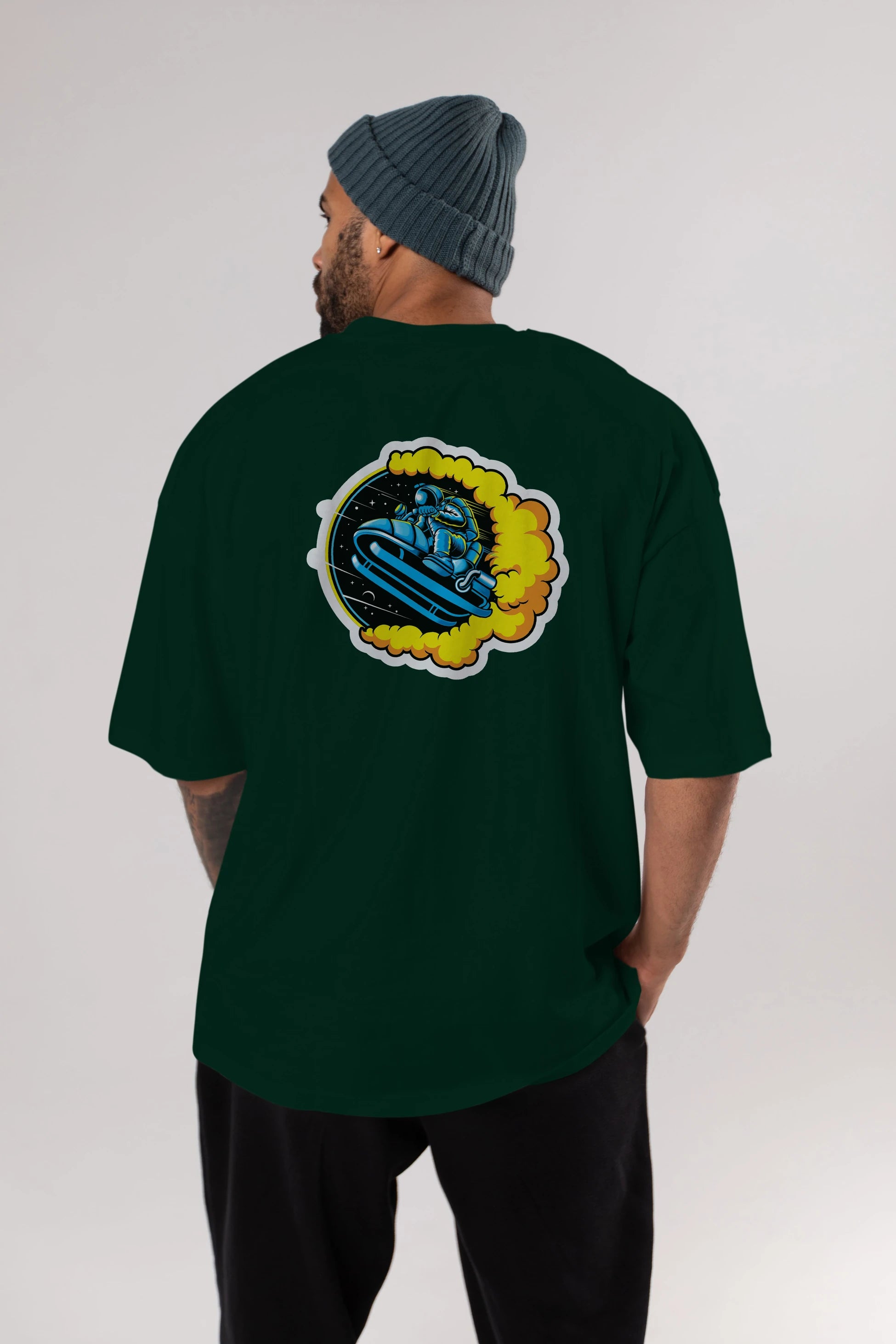 Astrojump with Snowmobile Sticker Arka Baskılı Oversize t-shirt Erkek Kadın Unisex