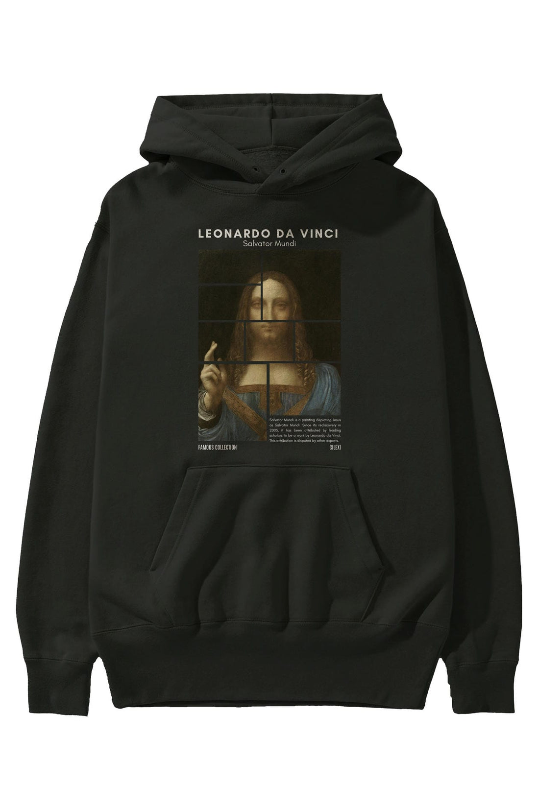Salvador Mundi ön Baskılı Hoodie Oversize Kapüşonlu Sweatshirt Erkek Kadın
