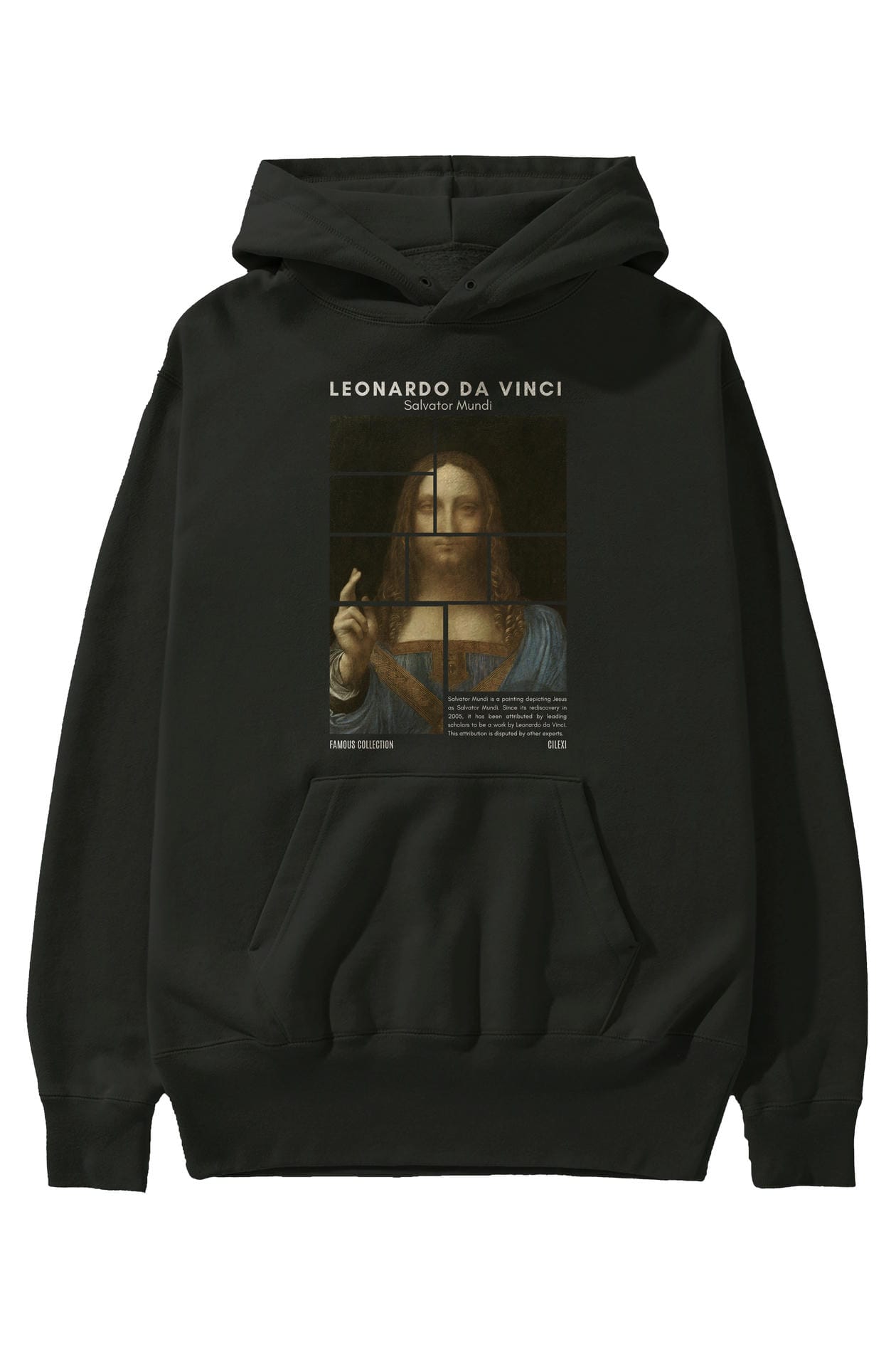 Salvador Mundi ön Baskılı Hoodie Oversize Kapüşonlu Sweatshirt Erkek Kadın