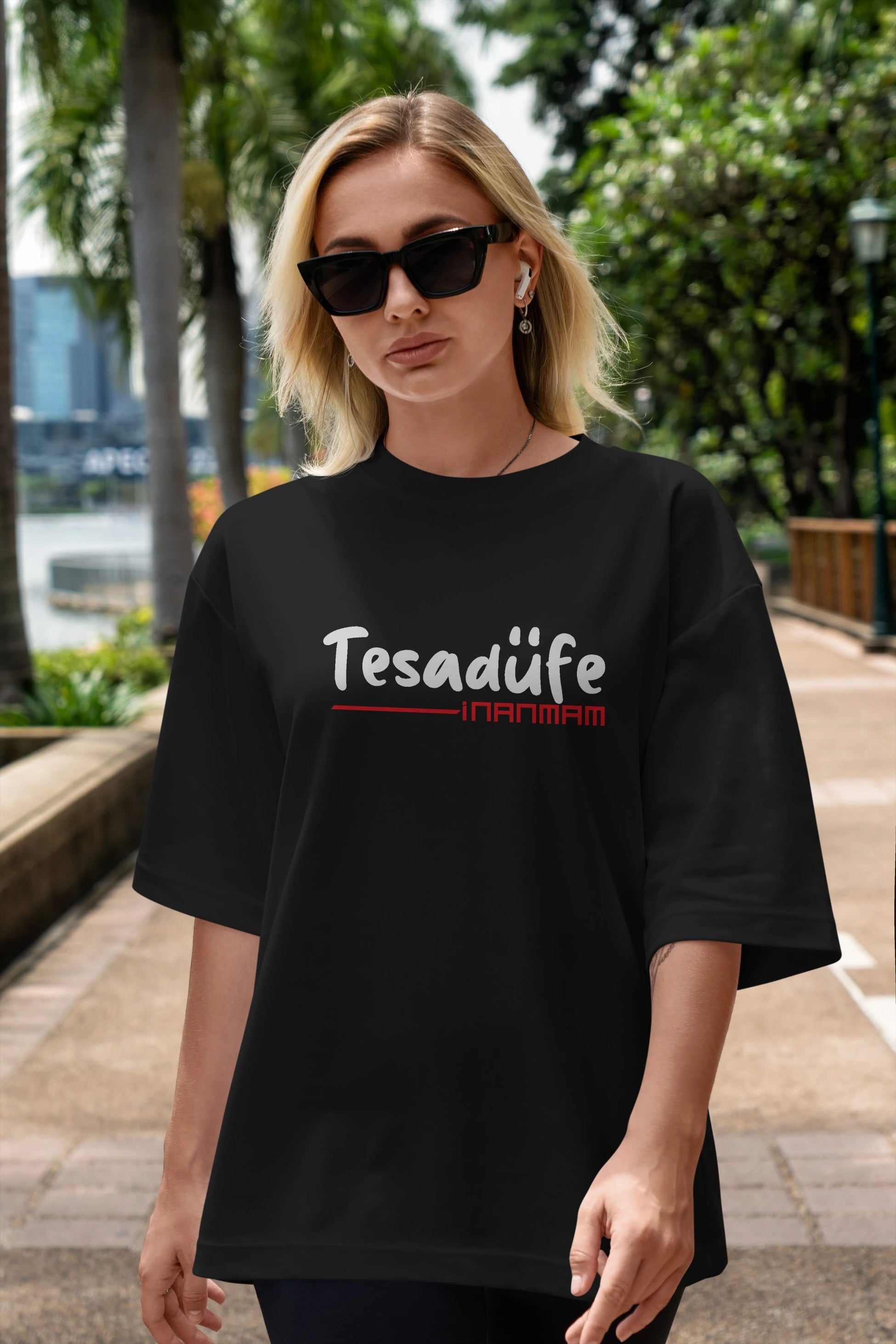 Tesadüfe İnanmam Ön Baskılı Oversize t-shirt %100 pamuk Erkek Kadın Unisex