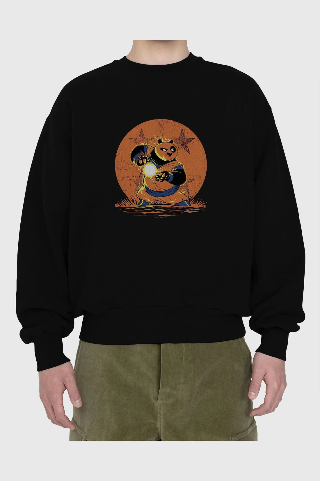 Kung Fu Panda Ön Baskılı Oversize Sweatshirt Erkek Kadın Unisex