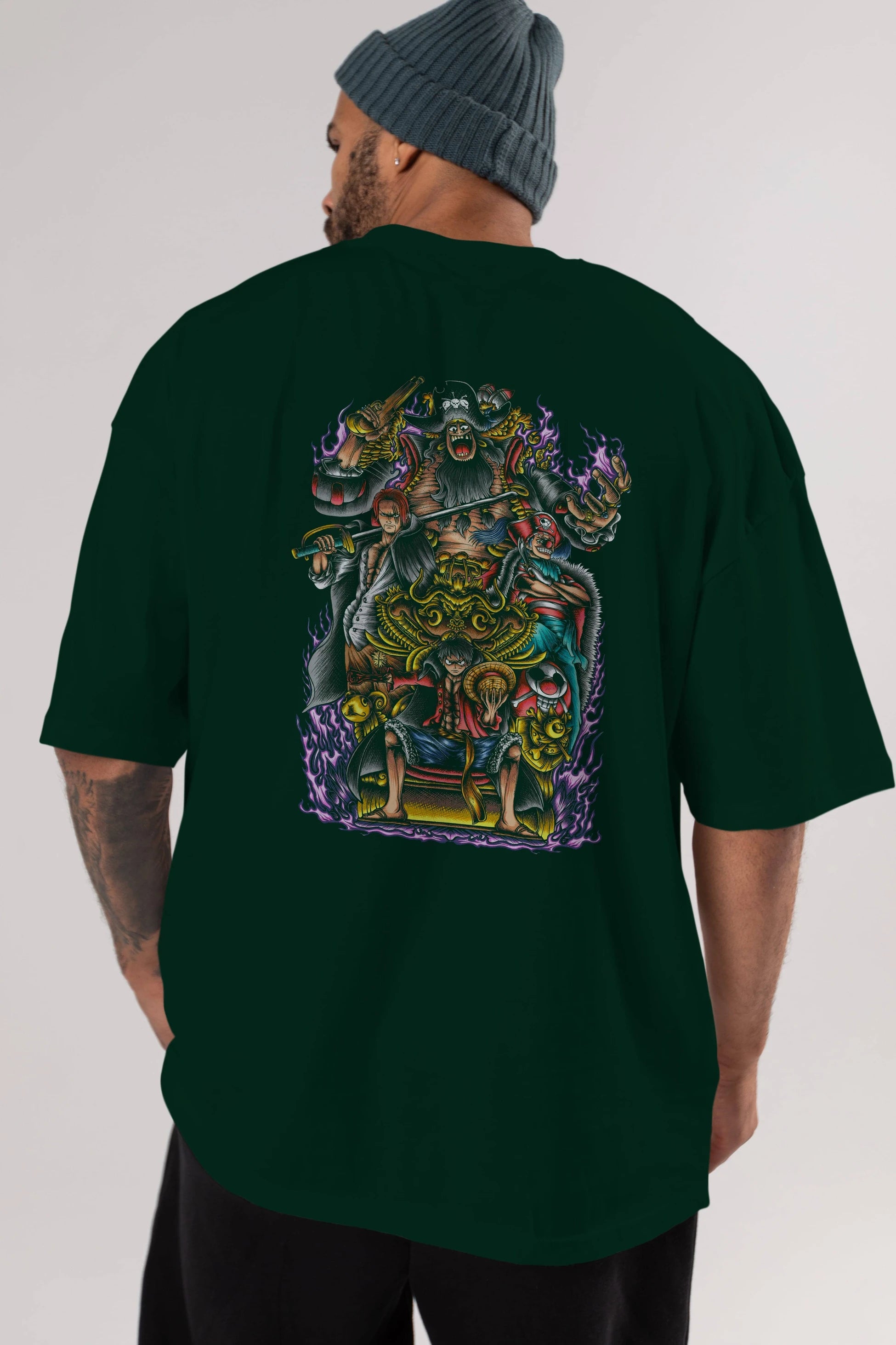 ONE PIECE (8) Anime Arka Baskılı Oversize t-shirt Erkek Kadın Unisex