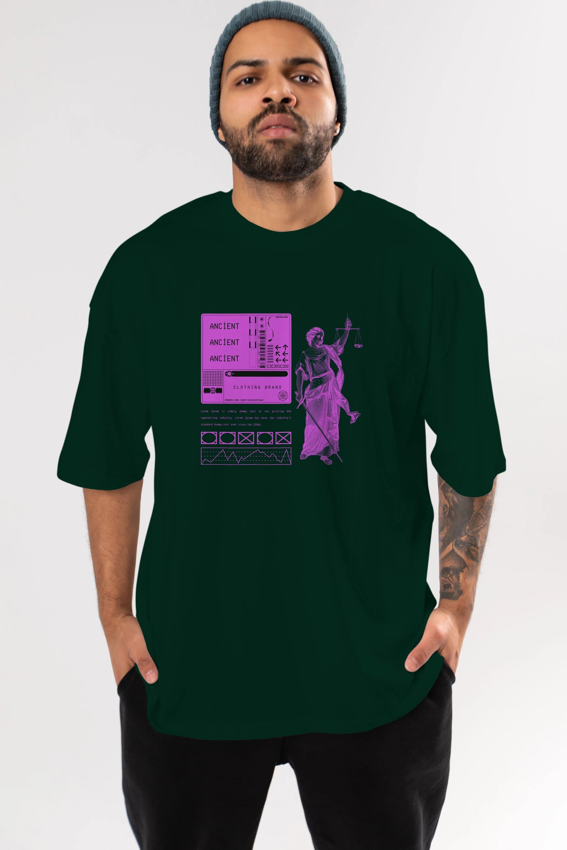 Ancient Streetwear Ön Baskılı Oversize t-shirt Erkek Kadın Unisex