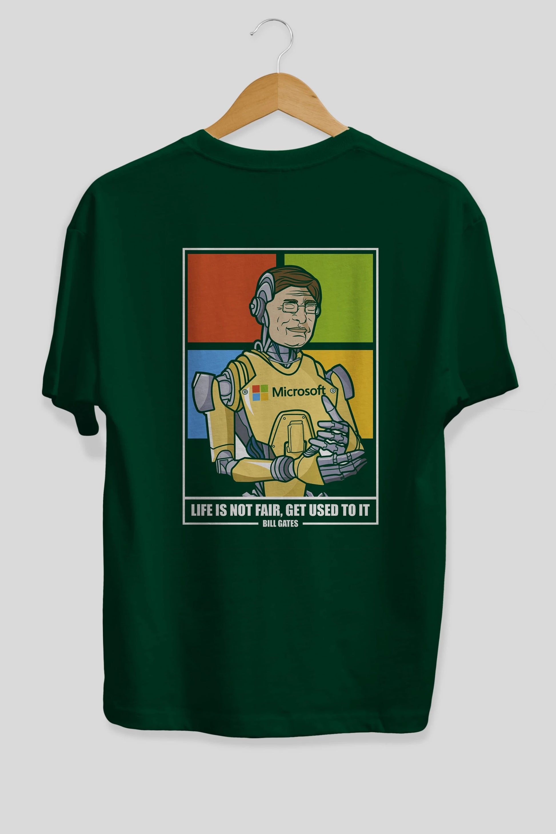 Bill Gates Robot Human Arka Baskılı Oversize t-shirt Erkek Kadın Unisex %100 Pamuk tişort