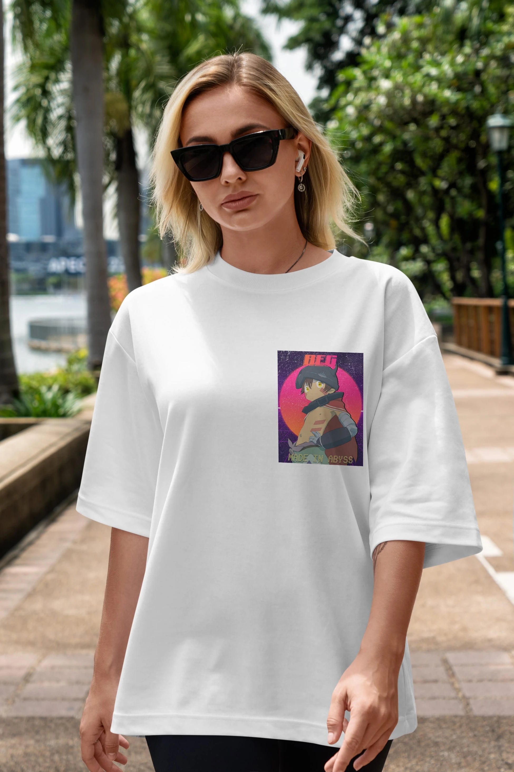 Reg 7 Ön Sol Baskılı Oversize t-shirt Erkek Kadın Unisex %100 Pamuk Bisiklet Yaka tişort