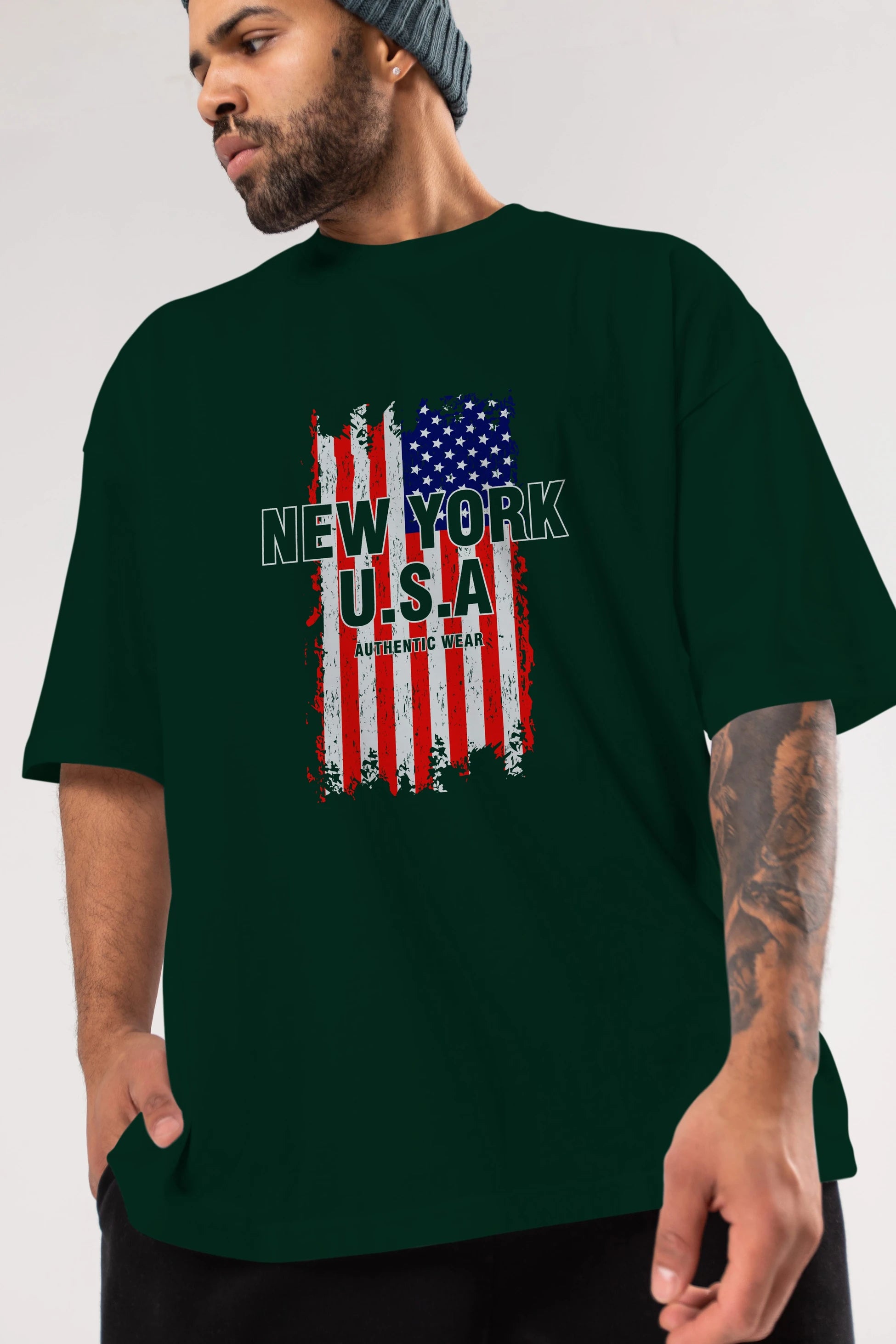 New York Usa Ön Baskılı Oversize t-shirt Erkek Kadın Unisex