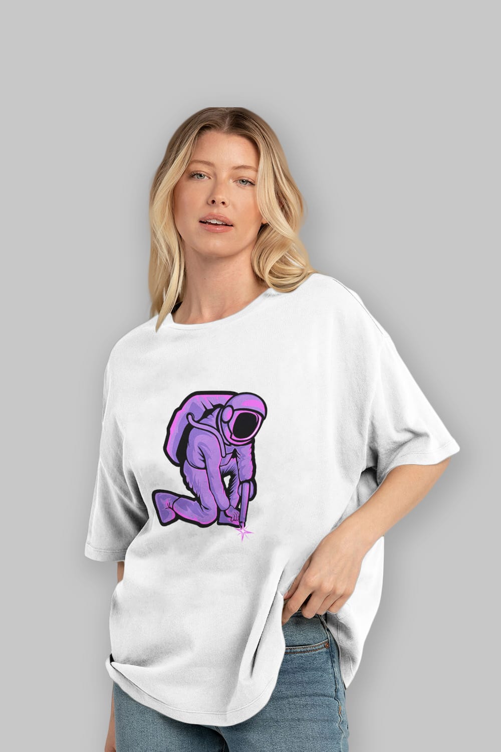 Welding in Space Ön Baskılı Oversize t-shirt Erkek Kadın Unisex