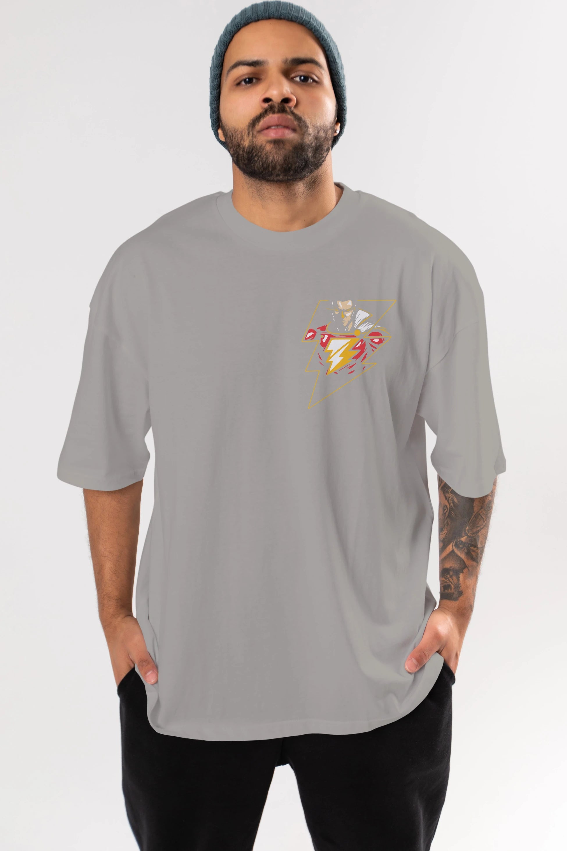 Flash Avengers (3) Ön Sol Baskılı Oversize t-shirt Erkek Kadın Unisex %100 Pamuk Bisiklet Yaka tişort