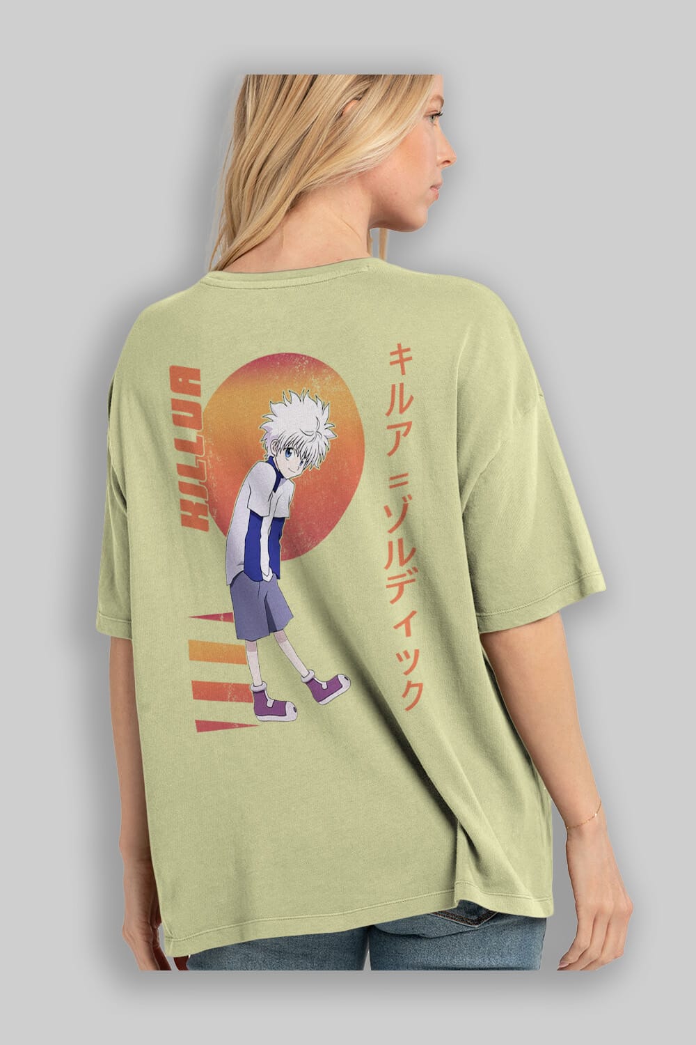 Killua Zoldyck 5 2 Anime Arka Baskılı Oversize t-shirt Erkek Kadın Unisex