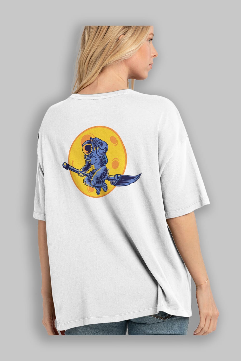 Space Witch Sticker Arka Baskılı Oversize t-shirt Erkek Kadın Unisex