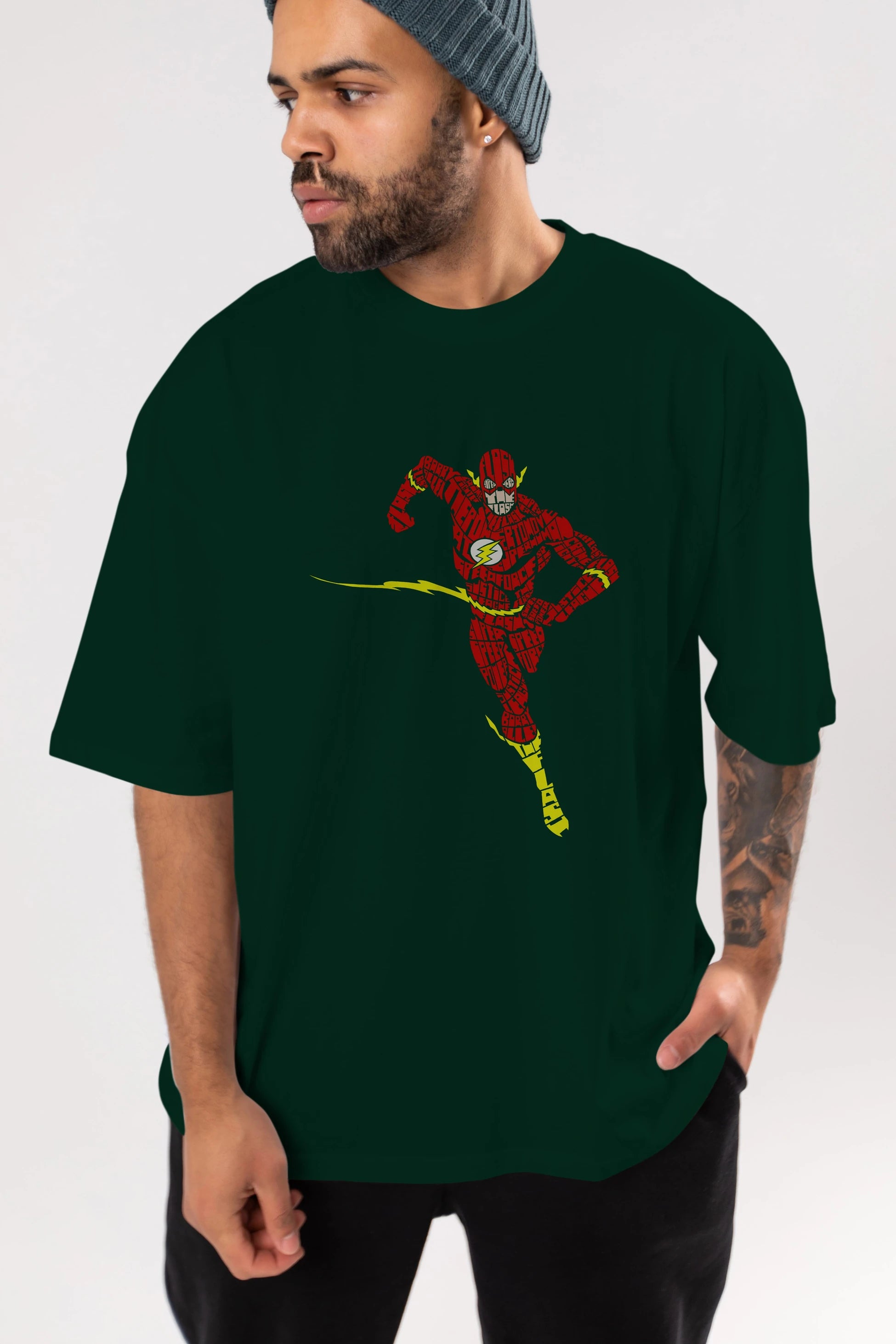 The Flash Ön Baskılı Oversize t-shirt %100 pamuk Erkek Kadın Unisex