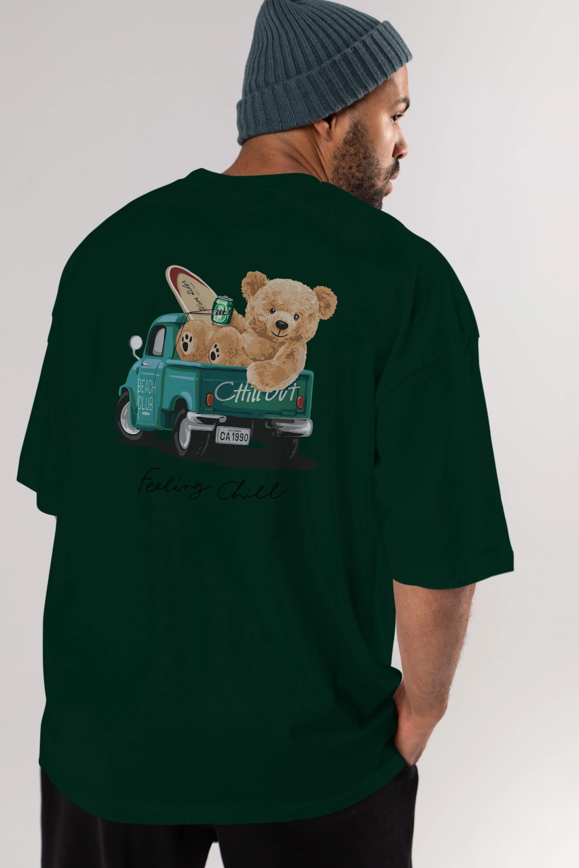 Teddy Bear Chill Out Arka Baskılı Oversize t-shirt Erkek Kadın Unisex %100 Pamuk