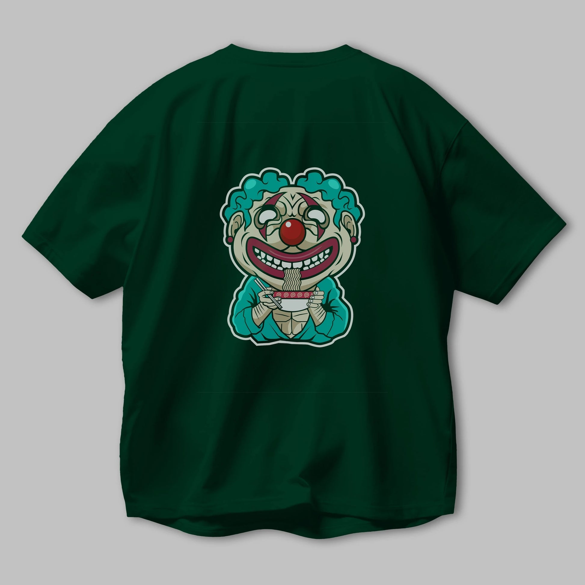 Clown Ramen Arka Baskılı Oversize t-shirt Erkek Kadın Unisex %100 Pamuk tişort