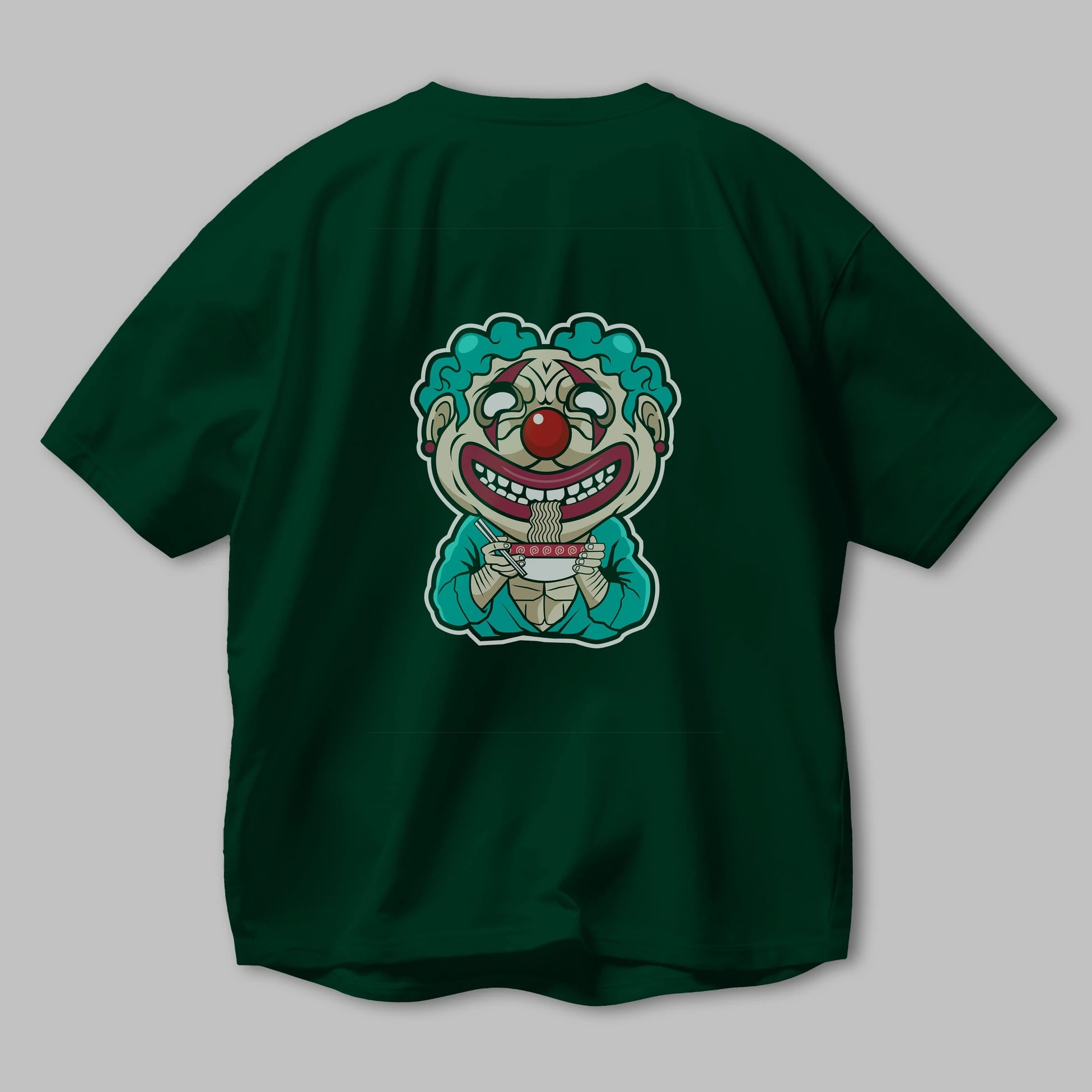 Clown Ramen Arka Baskılı Oversize t-shirt Erkek Kadın Unisex %100 Pamuk tişort