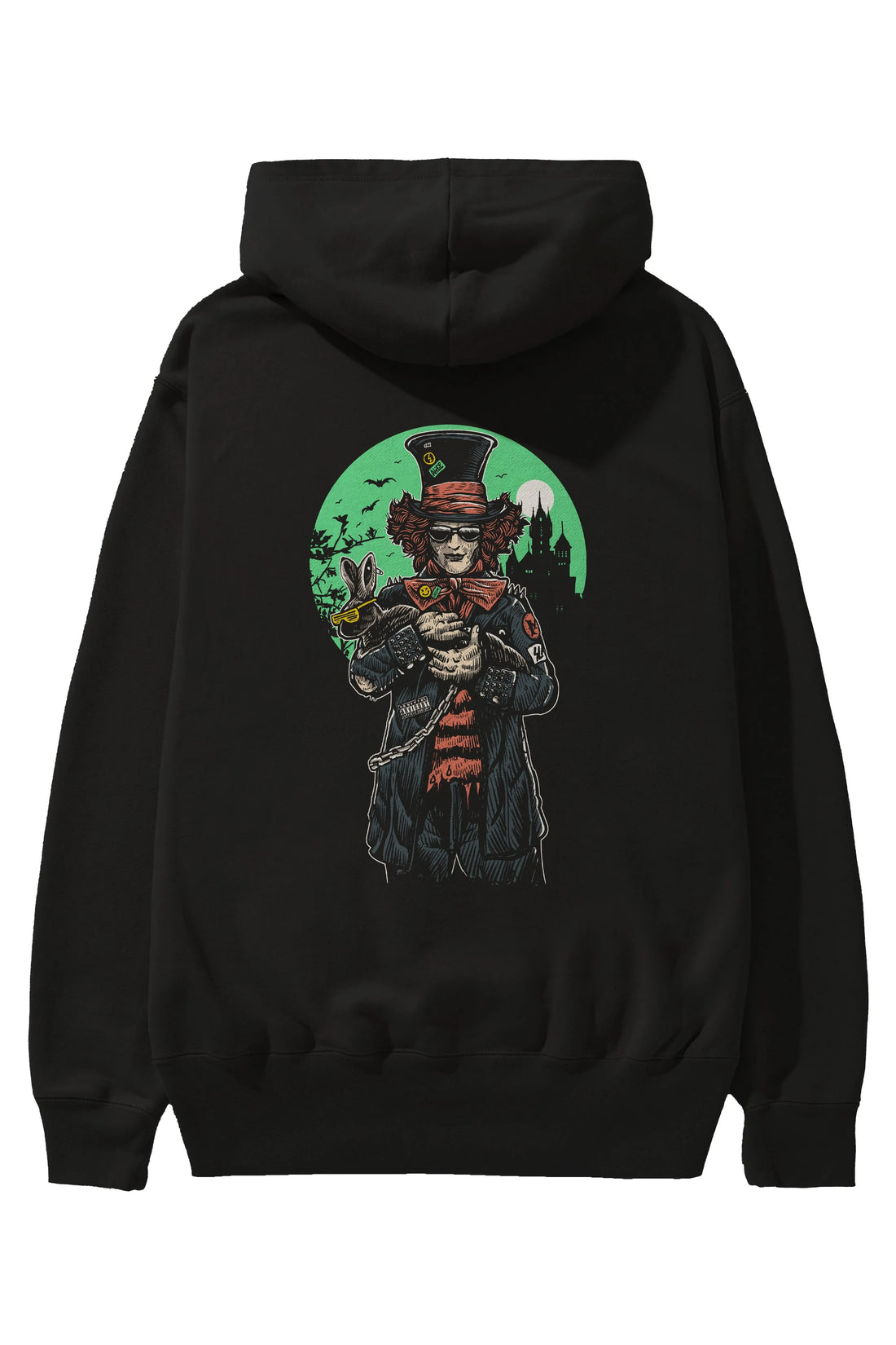 Mad Hatter Arka Baskılı Hoodie Oversize Kapüşonlu Sweatshirt Erkek Kadın Unisex
