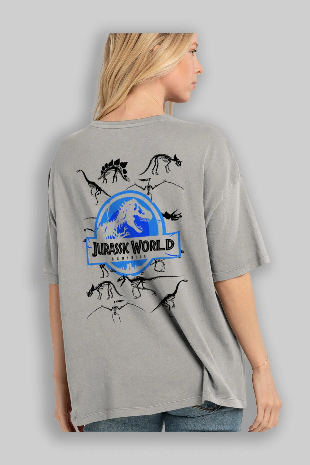 Jurassic Park (5) Arka Baskılı Oversize t-shirt Erkek Kadın Unisex %100 Pamuk Bisiklet Yaka tişort