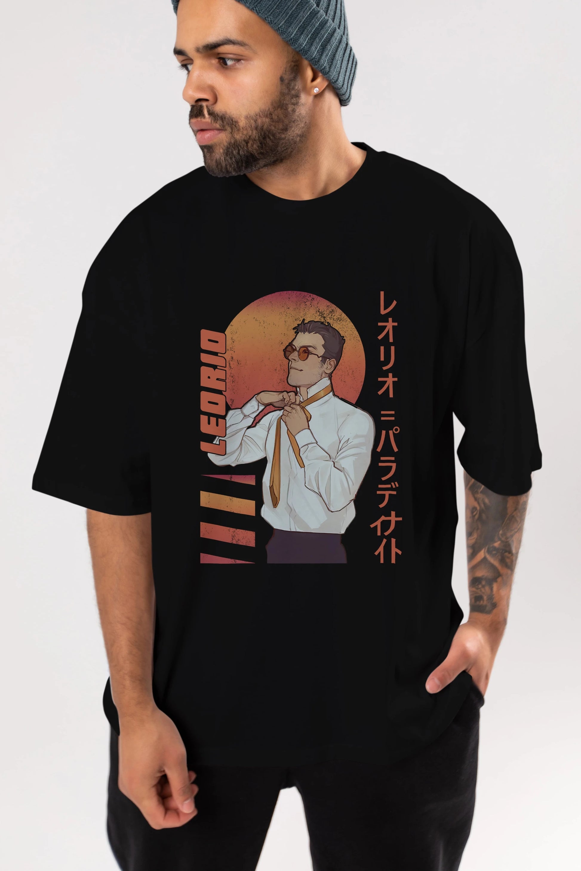 Leorio Paladiknight 5 (2) Anime Ön Baskılı Oversize t-shirt %100 pamuk Erkek Kadın Unisex