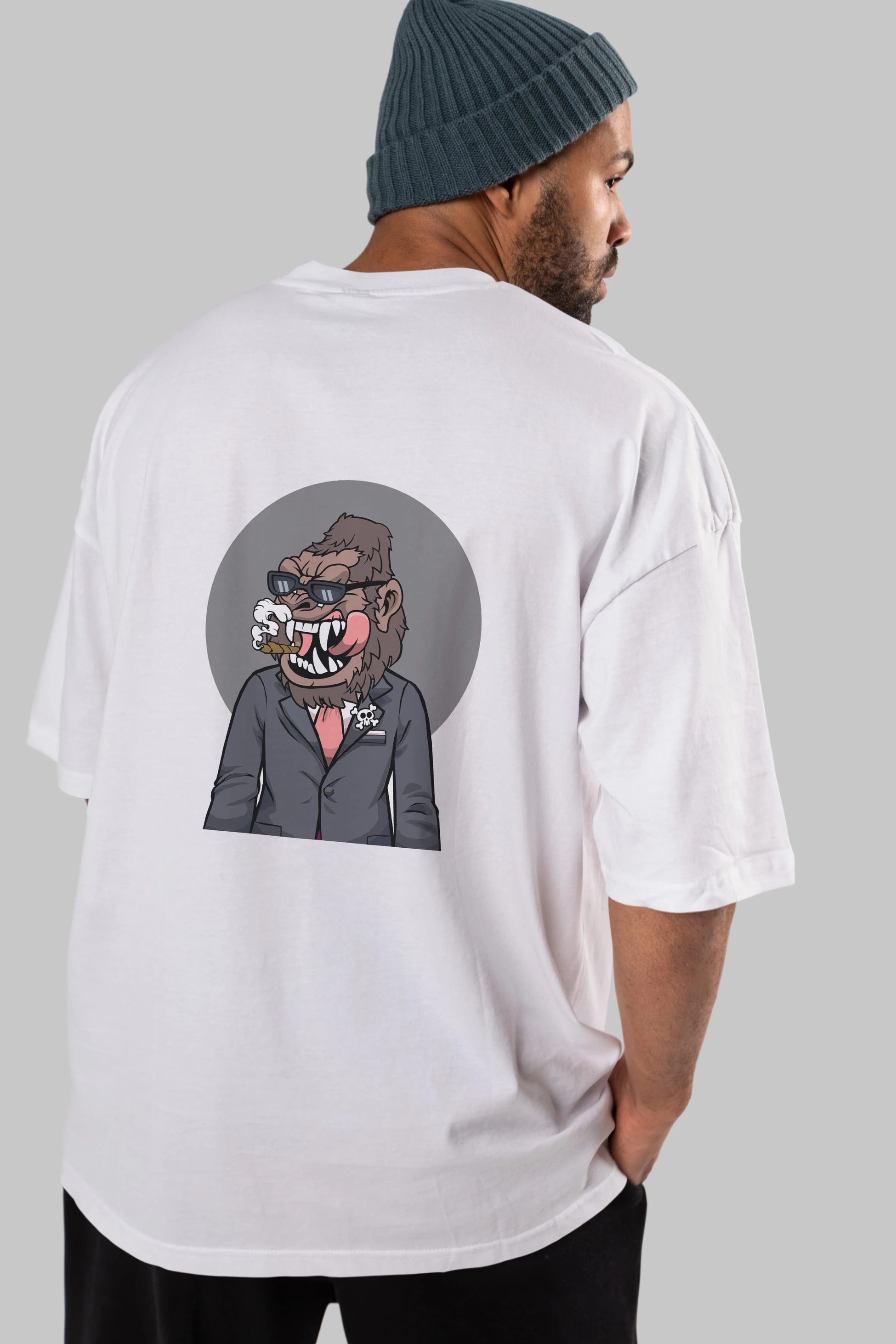 Monkey Suits Arka Baskılı Oversize t-shirt Erkek Kadın Unisex %100 Pamuk tişort